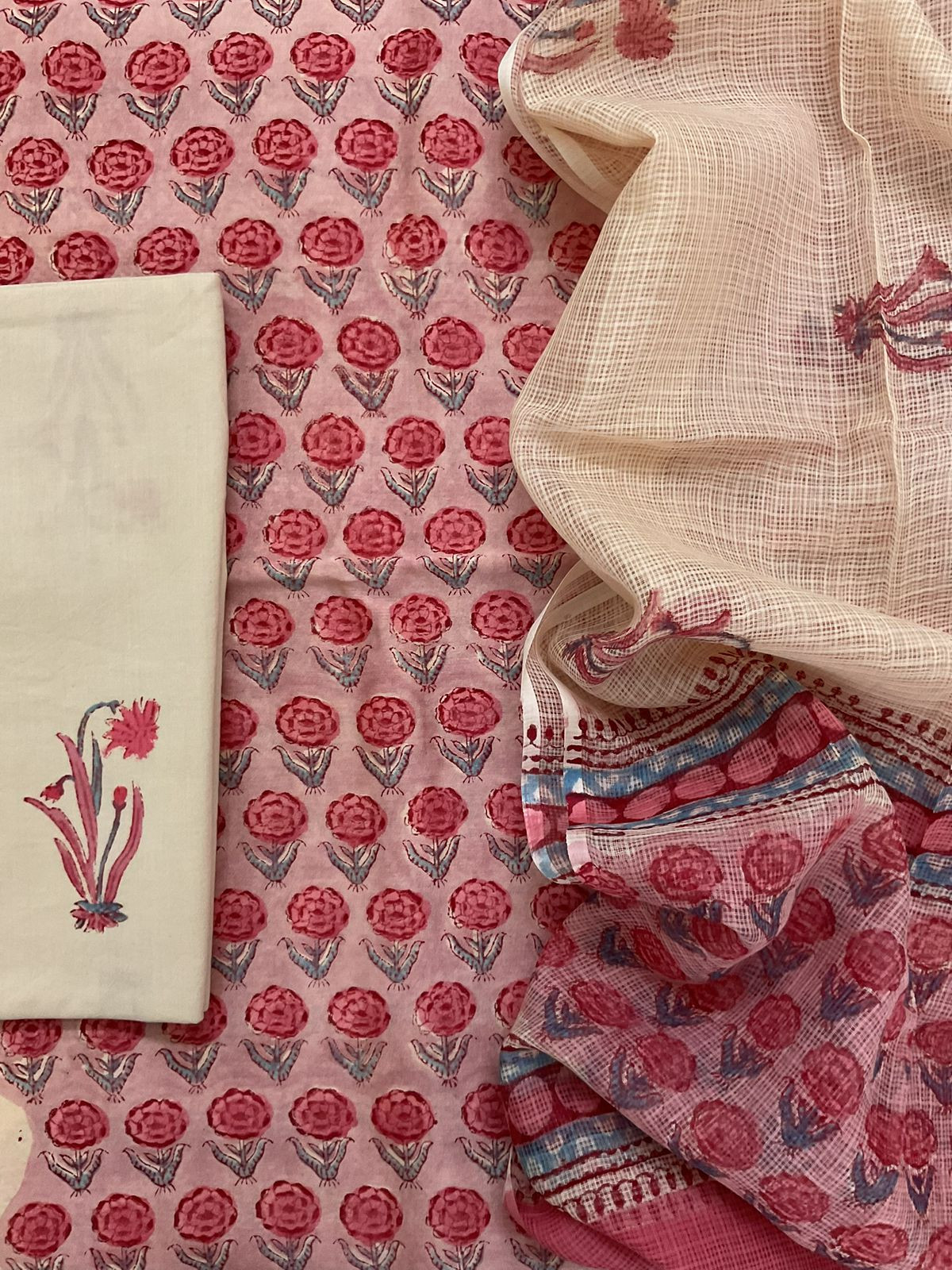 Pure Chanderi Printed Suit - Pink