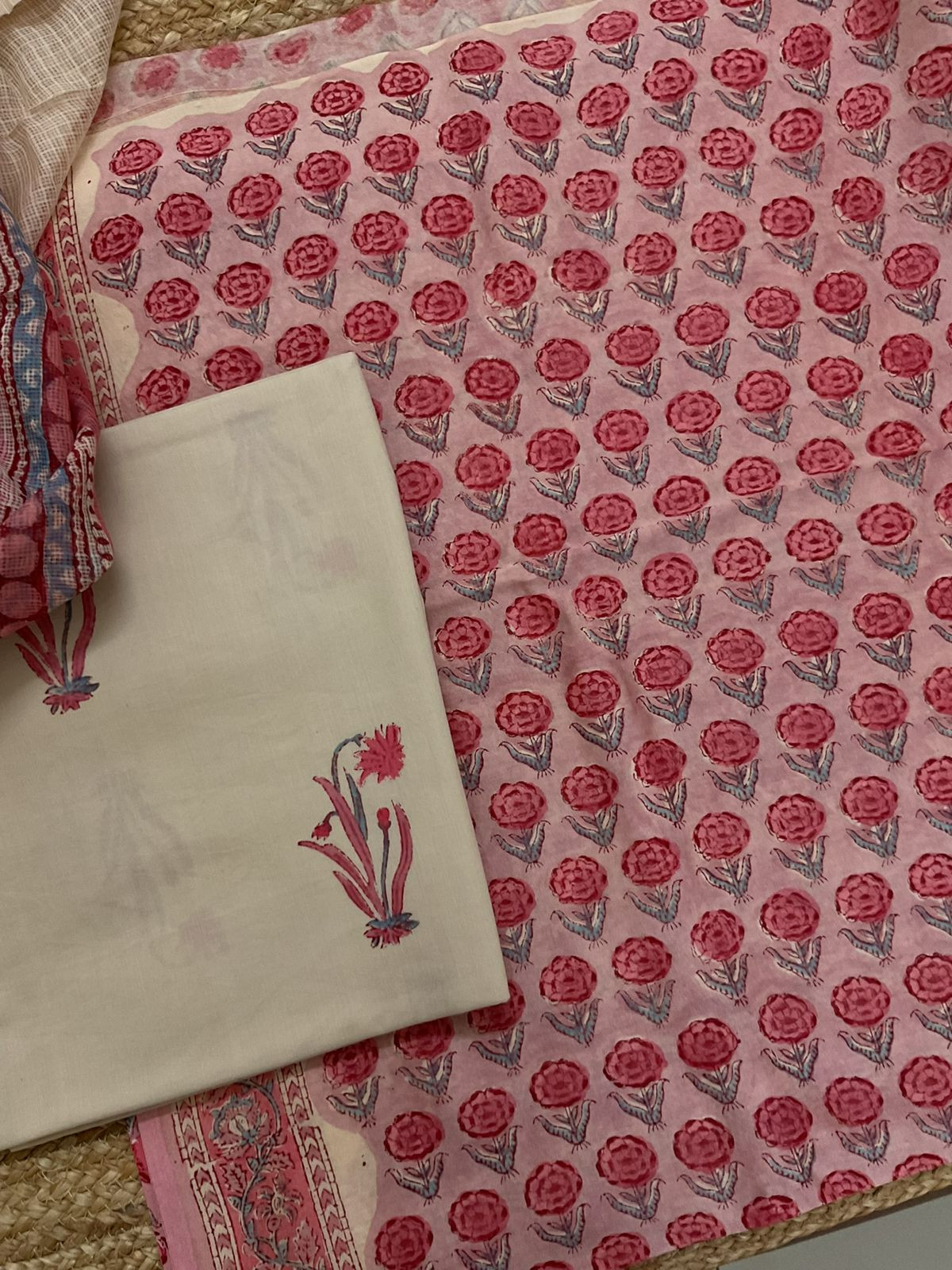 Pure Chanderi Printed Suit - Pink