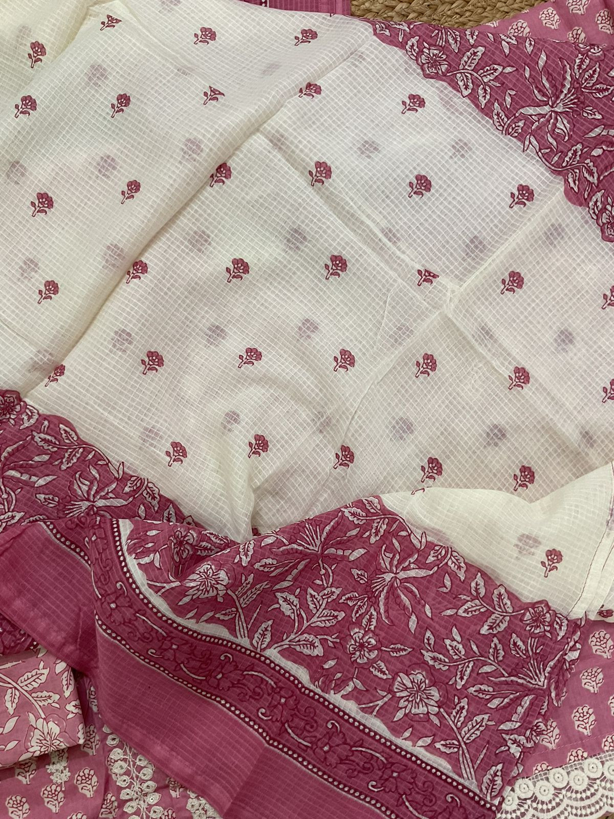 Pure Cotton Printed Embroidered Suit - Pink