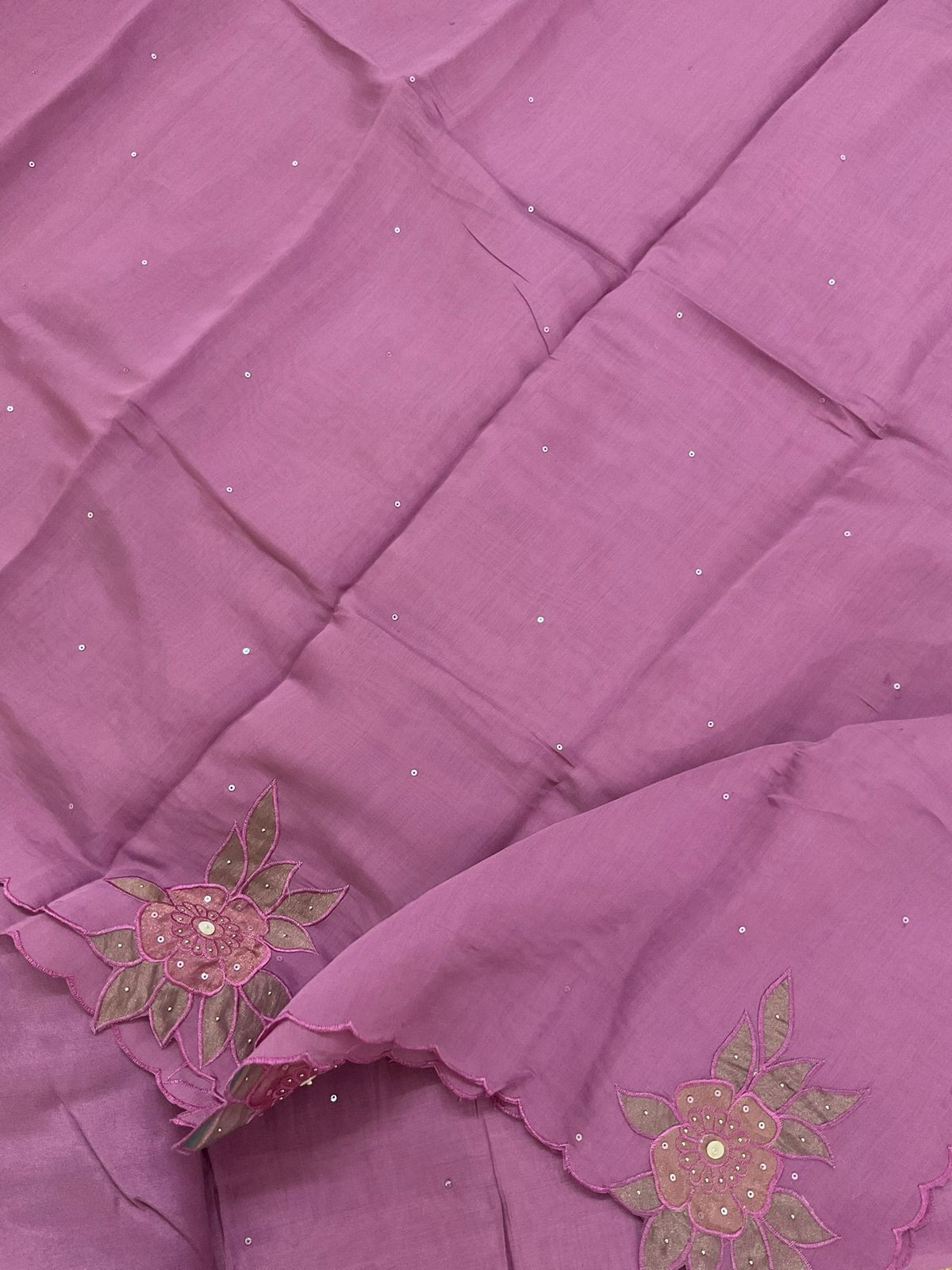 Pure Muslin Embroidered Suit - Purple