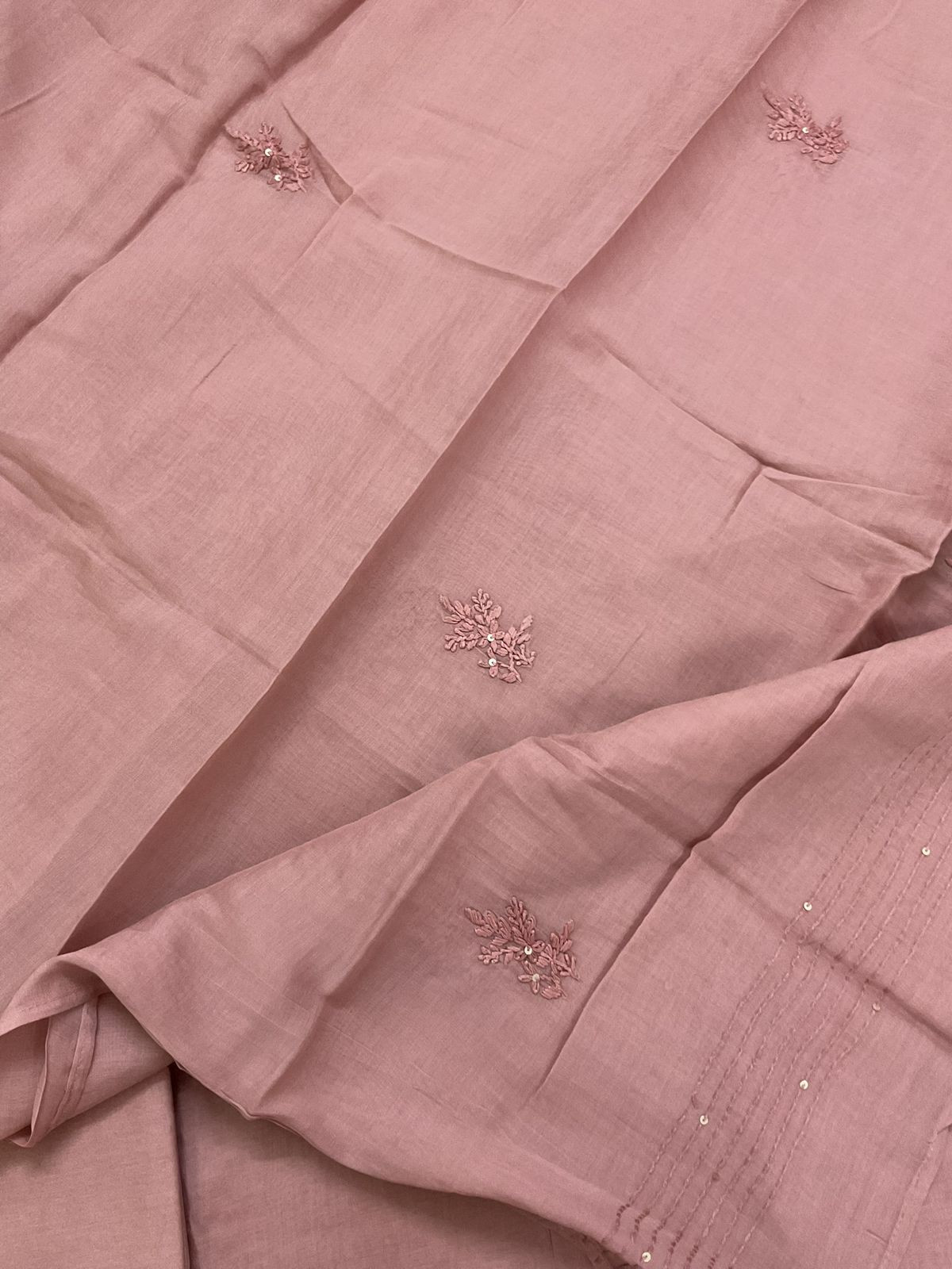 Soft Chanderi Embroidered Suit - Onion Pink