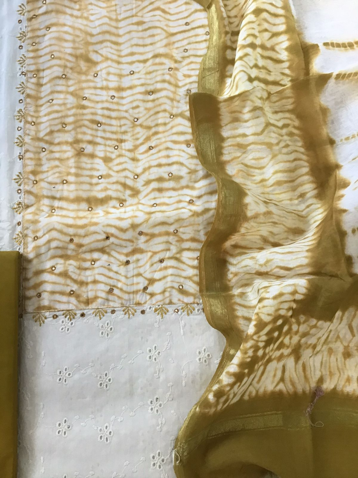 Pure Hakoba Cotton Printed Embroidered Suit - Off White