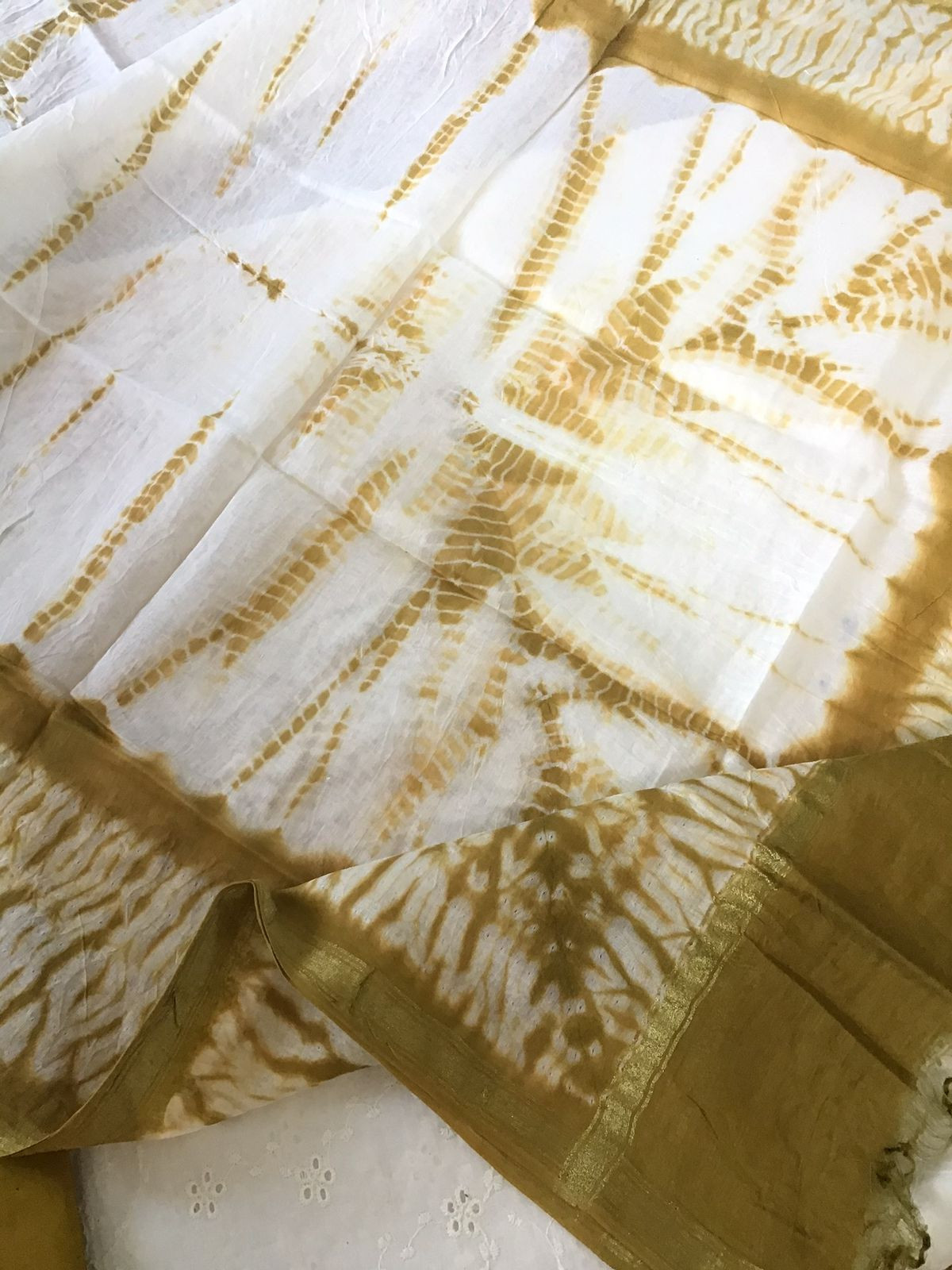 Pure Hakoba Cotton Printed Embroidered Suit - Off White