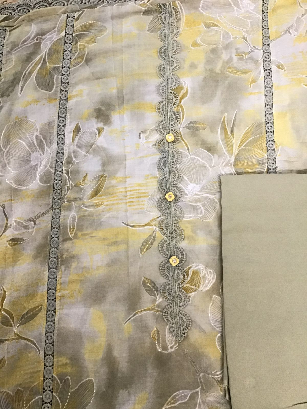 Pure Lawn Cotton Printed Embroidered Suit - Yellow