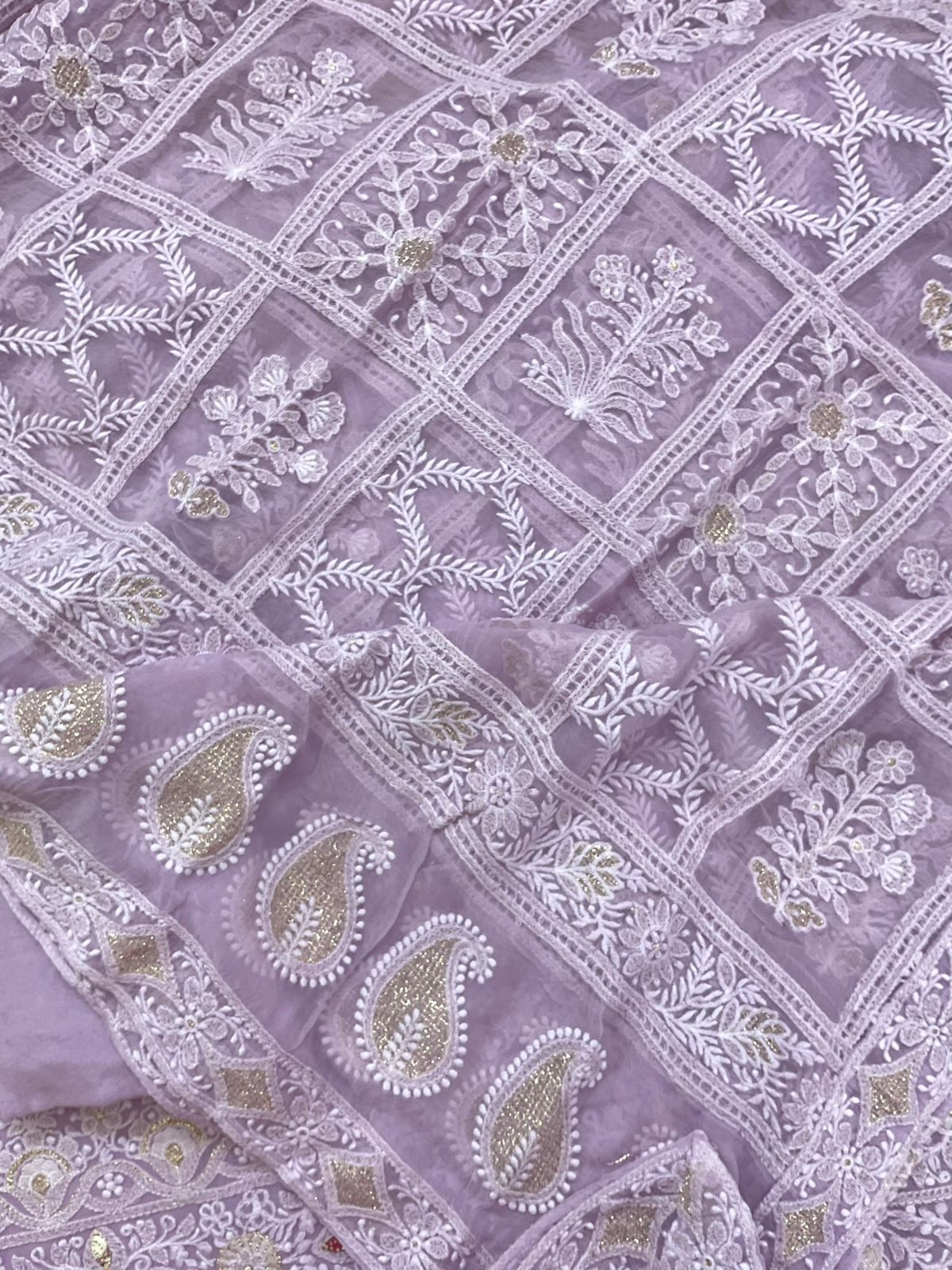 Pure Georgette Embroidered Suit - Lavender