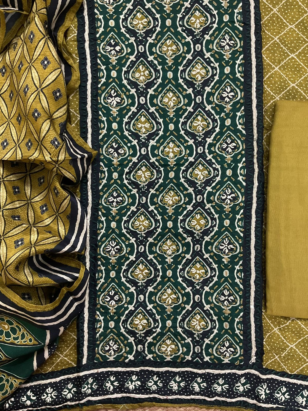 Soft Dola Silk Printed Embroidered Suit - Yellow