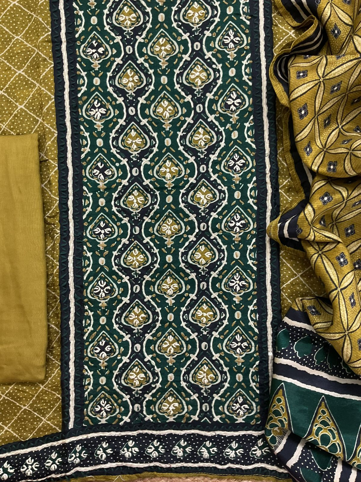 Soft Dola Silk Printed Embroidered Suit - Yellow