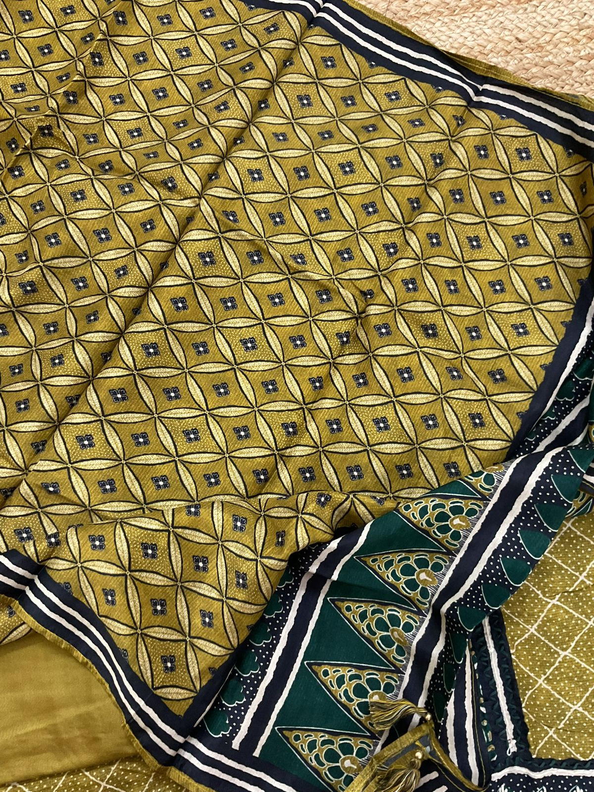 Soft Dola Silk Printed Embroidered Suit - Yellow