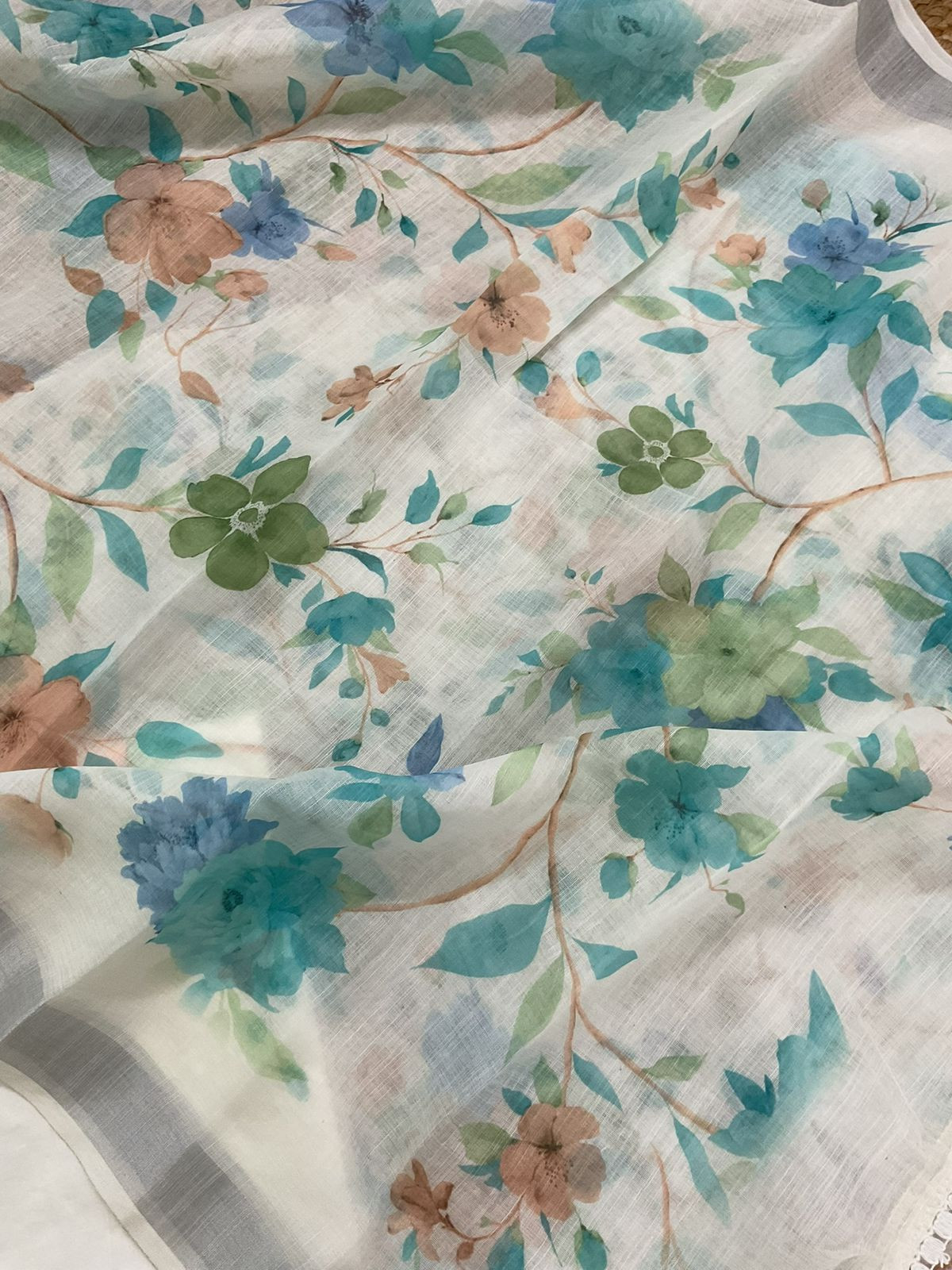 Soft Jute Kota Cotton Embroidered Suit - Off White