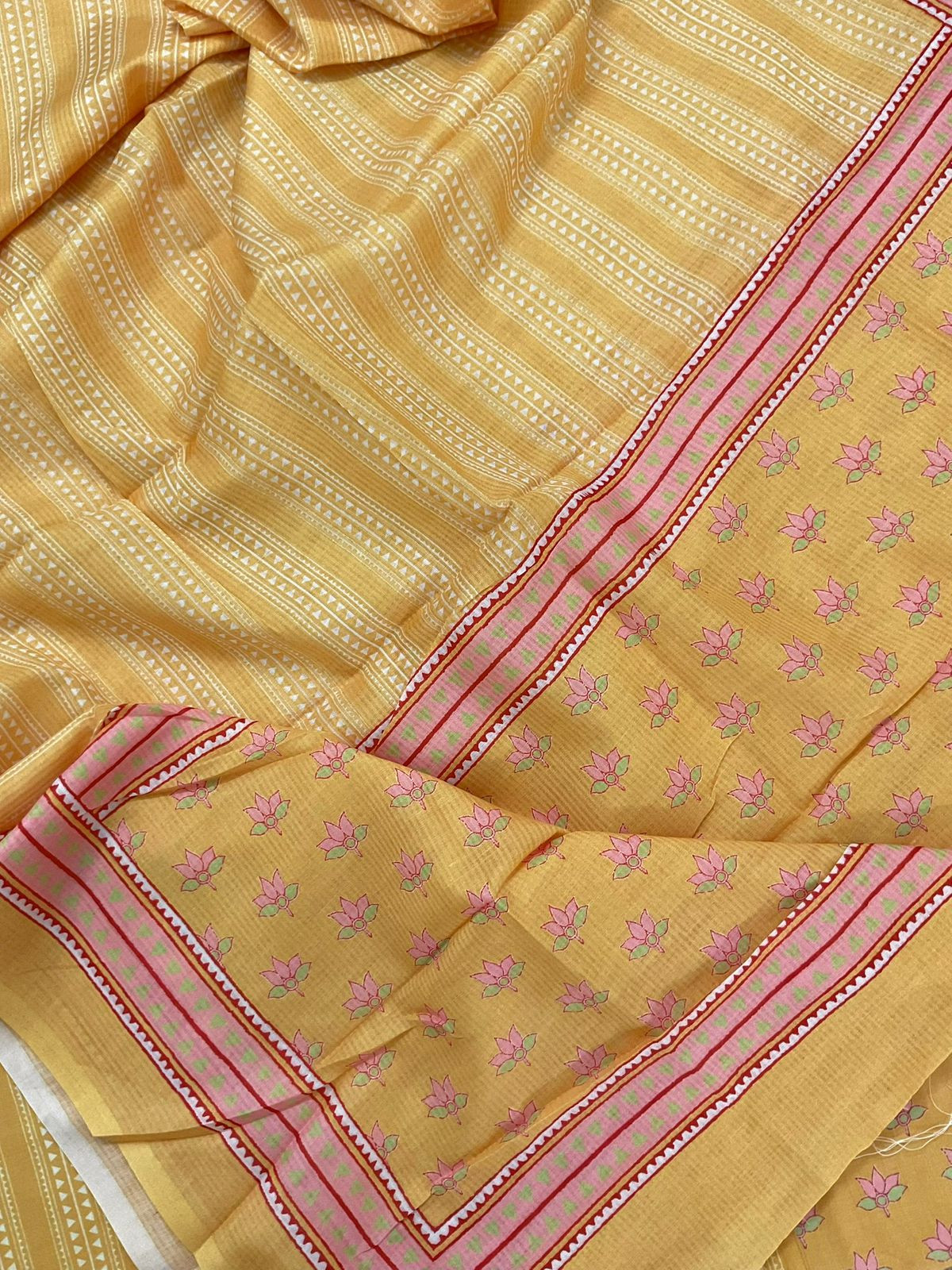 Pure Jaam Cotton Printed Embroidered Suit - Yellow