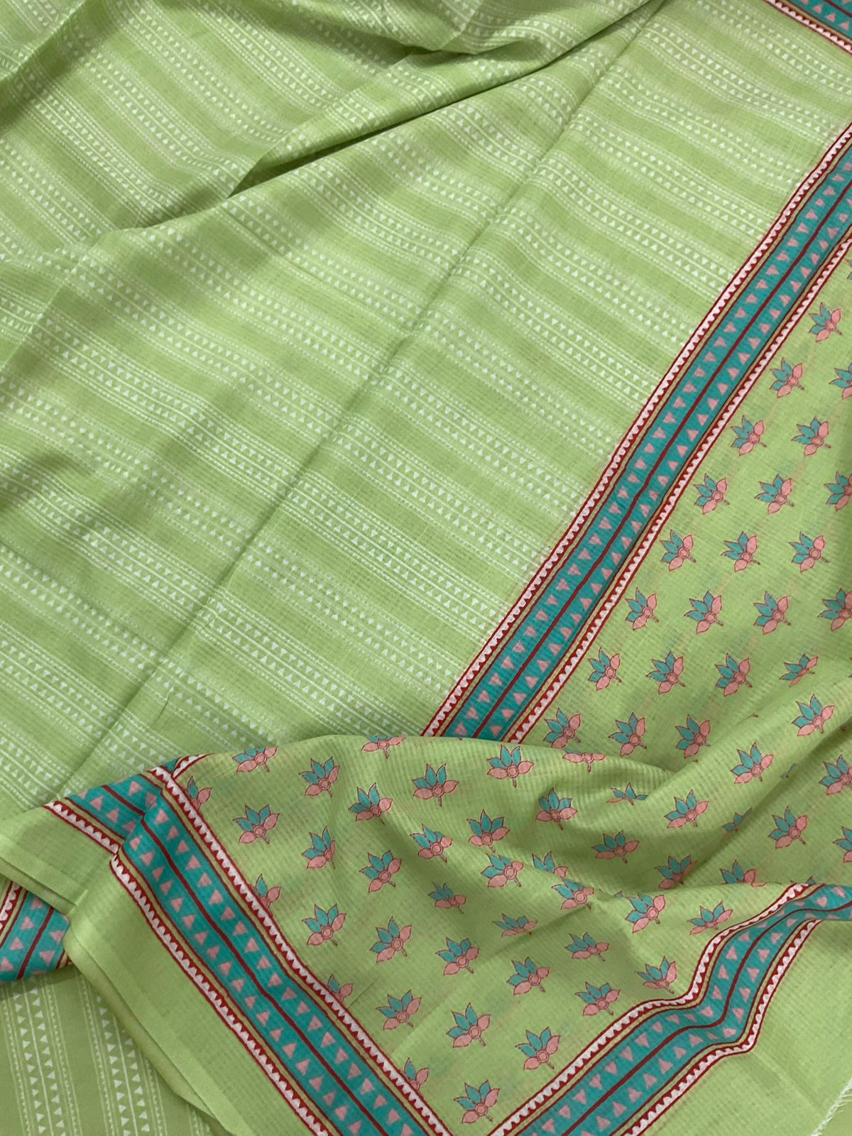 Pure Jaam Cotton Printed Embroidered Suit - Green