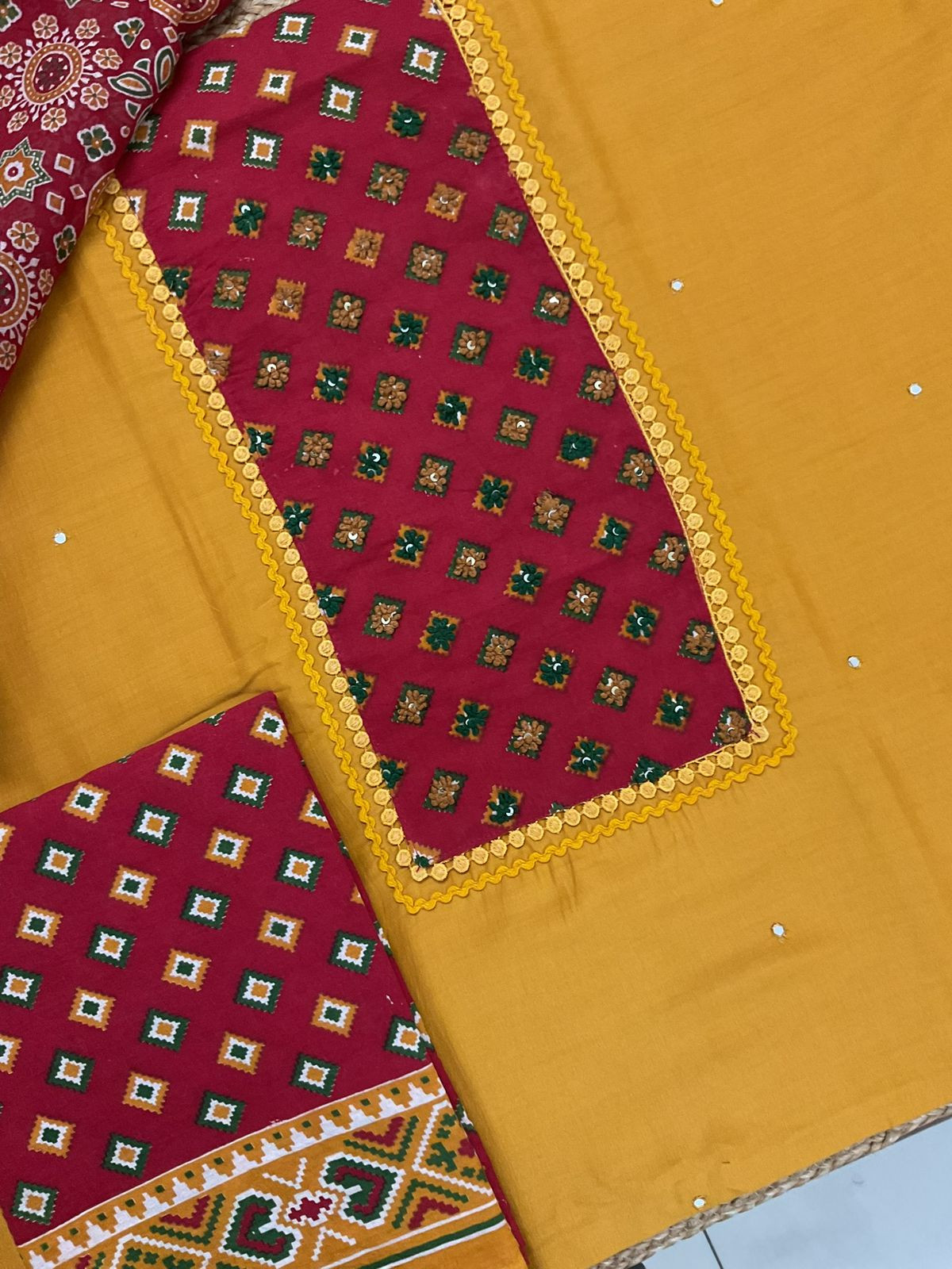 Soft Muslin Printed Embroidered Suit - Yellow