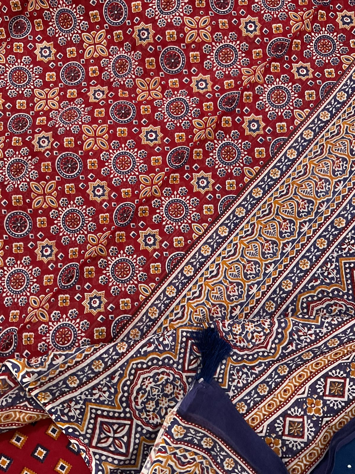 Soft Muslin Printed Embroidered Suit - Blue