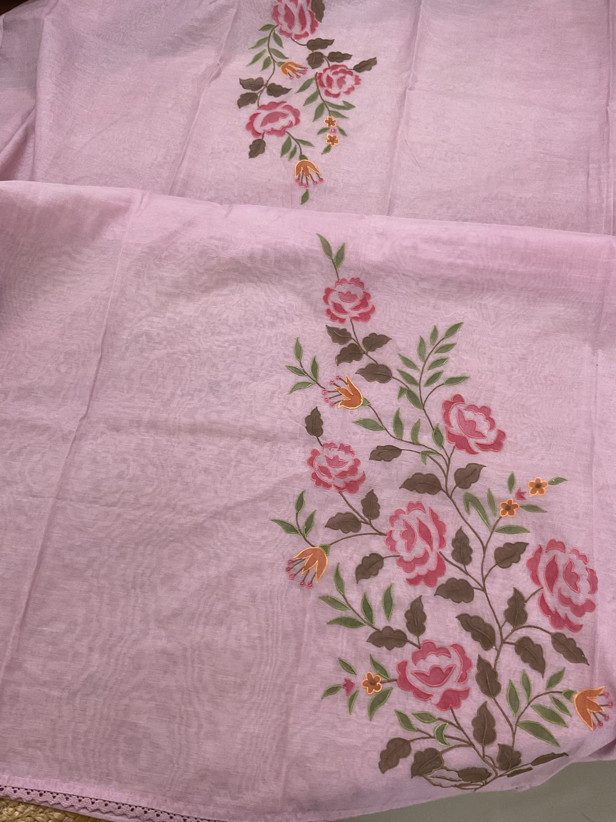 Pure Chanderi Embroidered Suit - Mauve