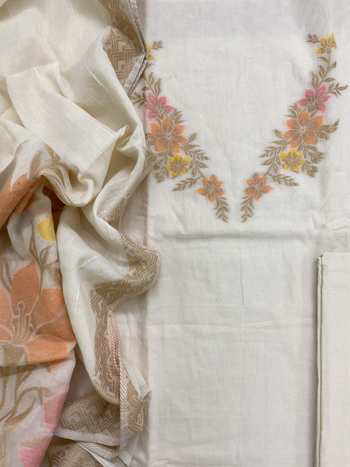 Pure Cotton Jamdani Weaved Suit - Off White