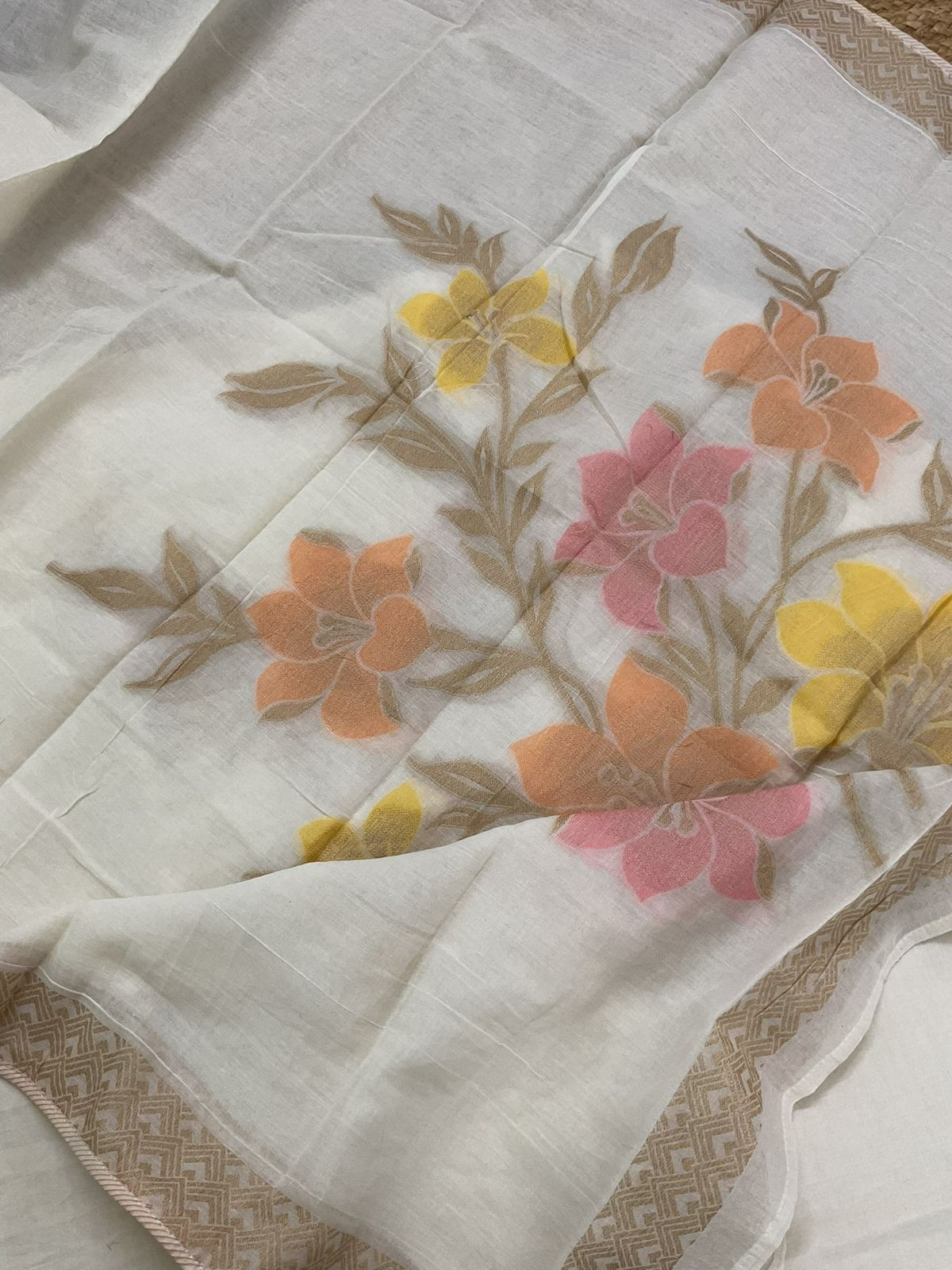 Pure Cotton Jamdani Weaved Suit - Off White