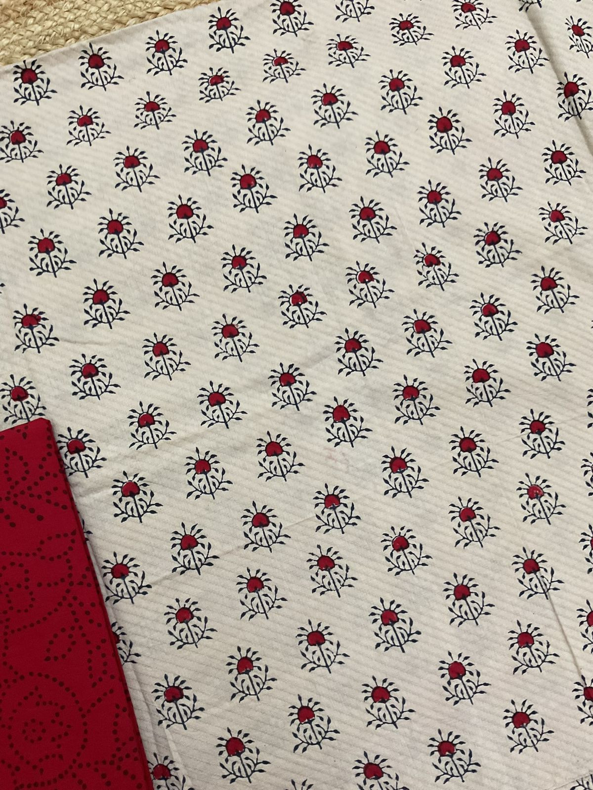 Pure Cotton Printed Self Weaved Suit - Beige