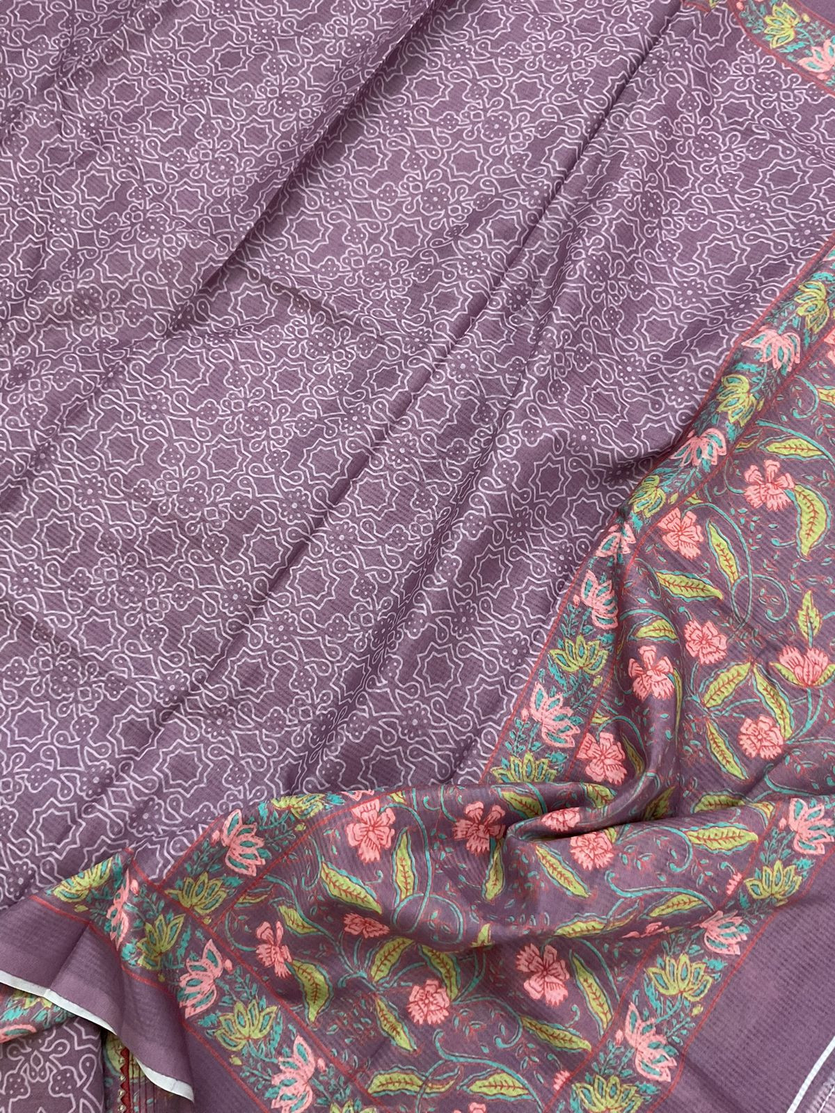 Pure Jaam Cotton Printed Embroidered Suit - Mauve