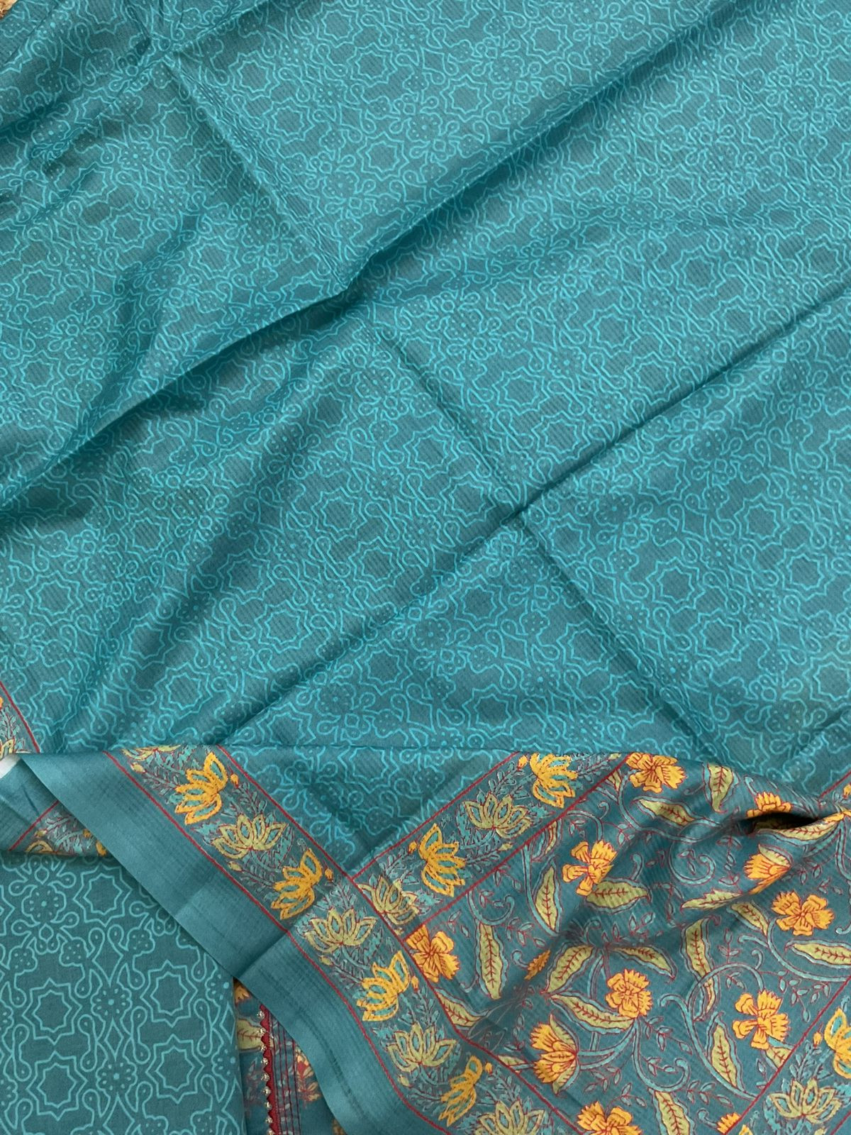 Pure Jaam Cotton Printed Embroidered Suit - Blue