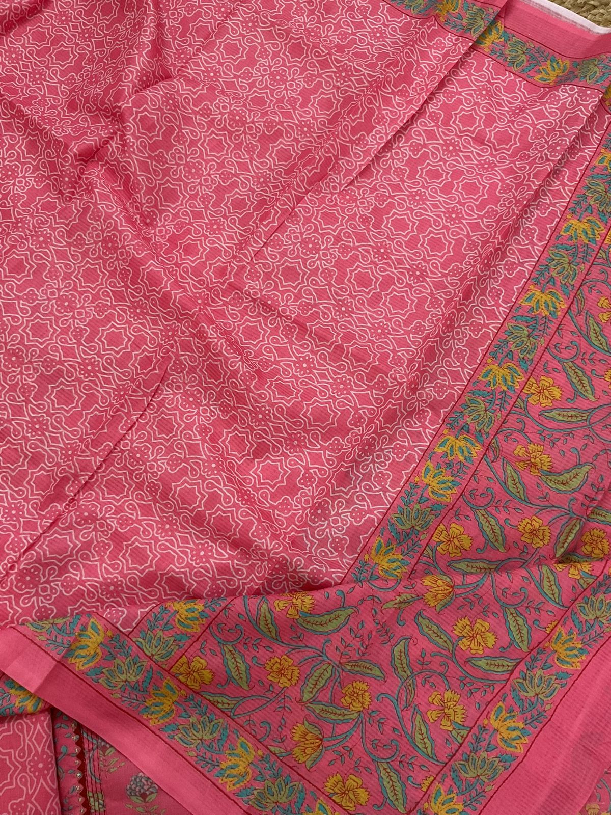 Pure Jaam Cotton Printed Embroidered Suit - Pink