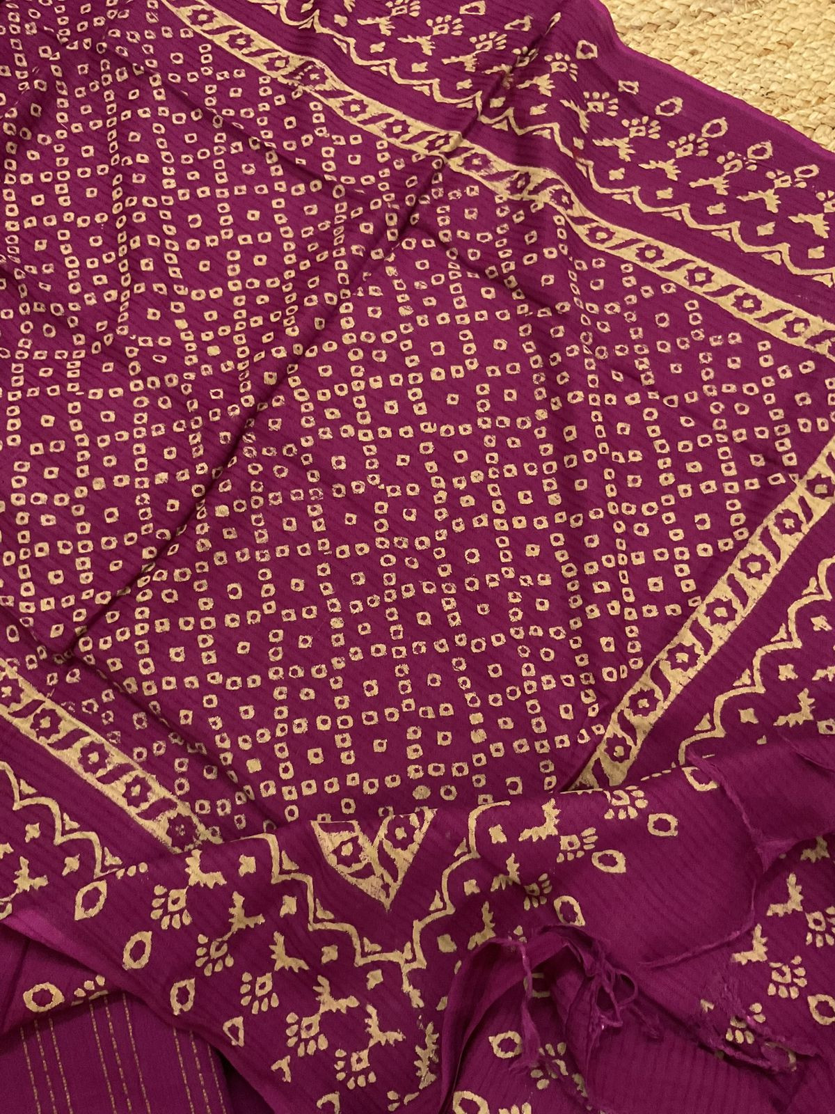 Pure Handloom Cotton Self Weaved Printed Embroidered Suit - Wine