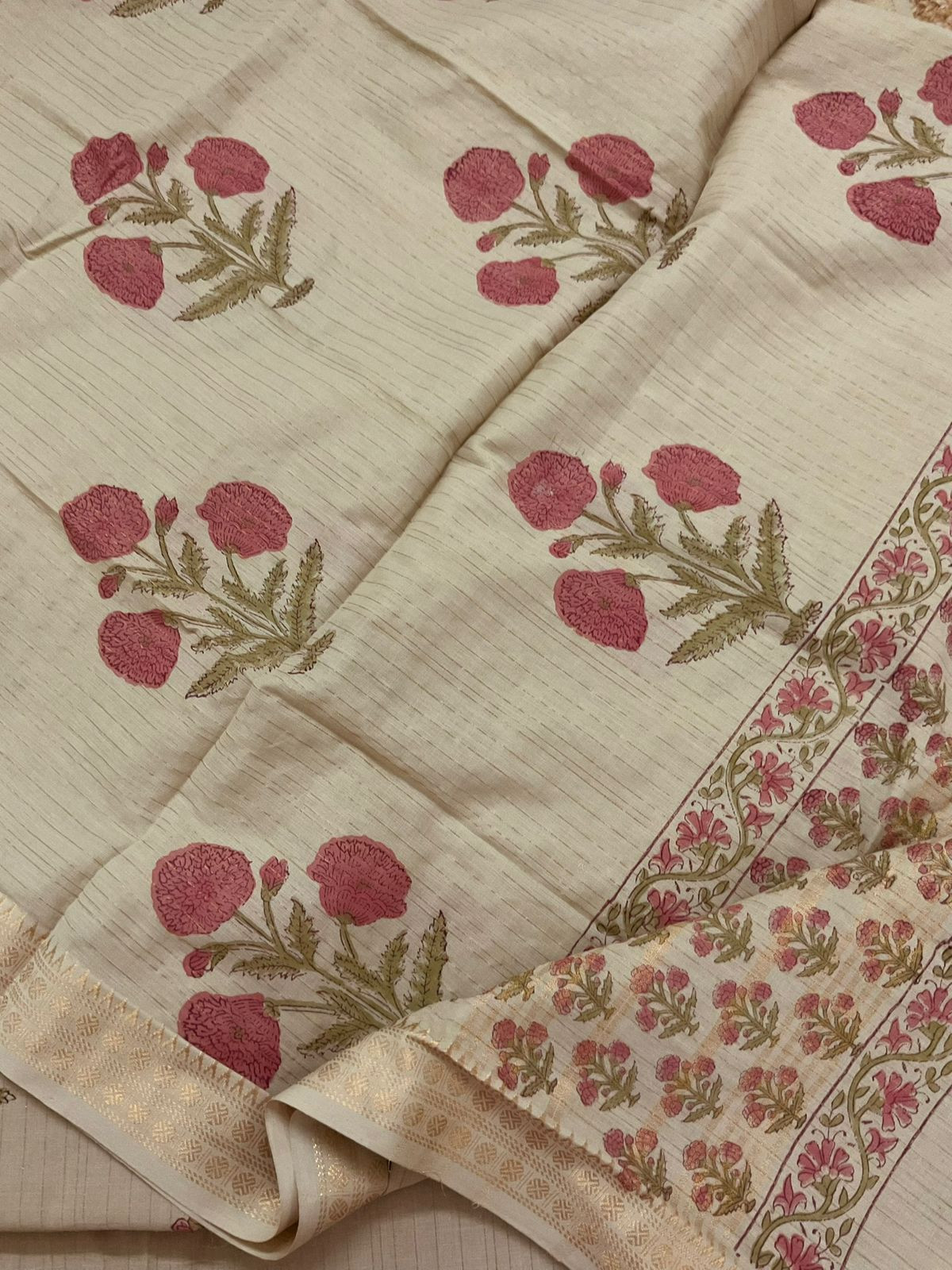 Pure Cotton Printed Embroidered Self Weaved Suit - Beige