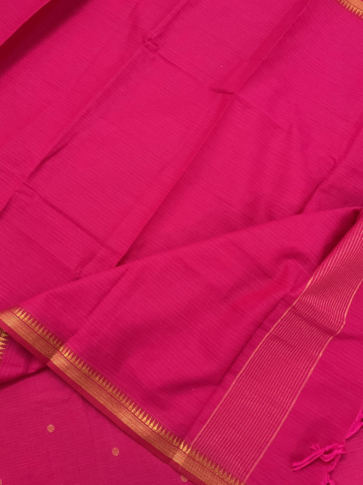 Pure Handloom Cotton Self Weaved Suit - Pink