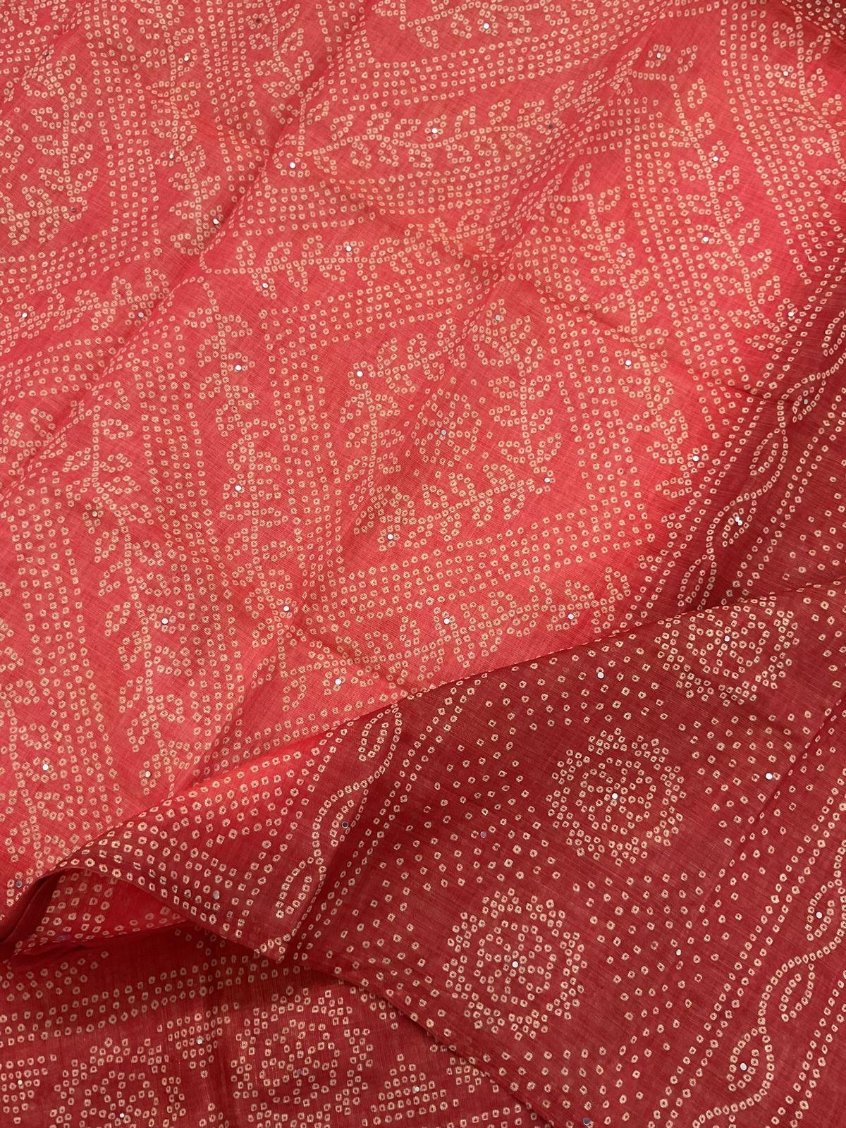 Soft Tissue Slub Cotton Printed Embroidered Suit - Peach