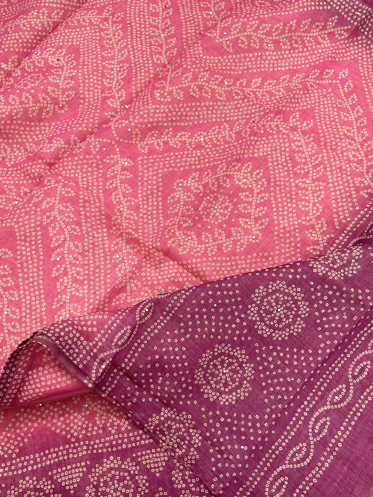 Soft Tissue Slub Cotton Printed Embroidered Suit - Pink