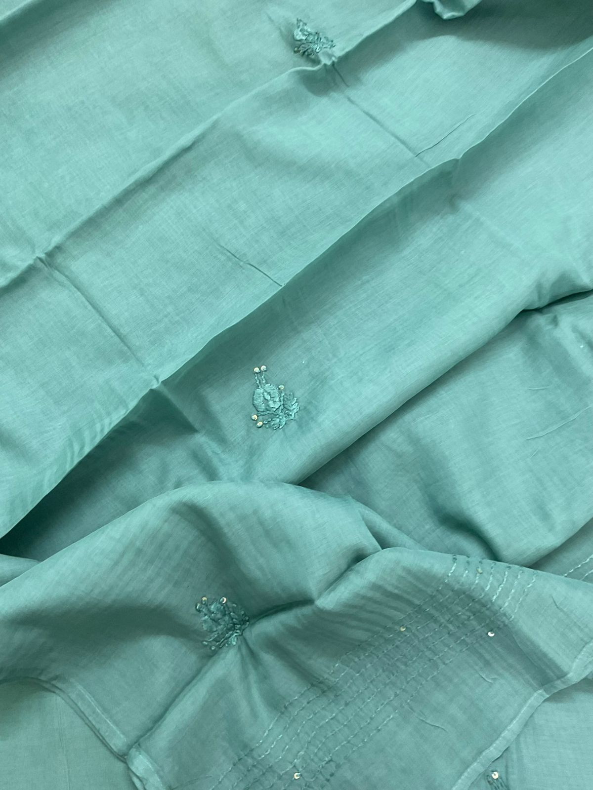 Soft Chanderi Embroidered Suit - Blue