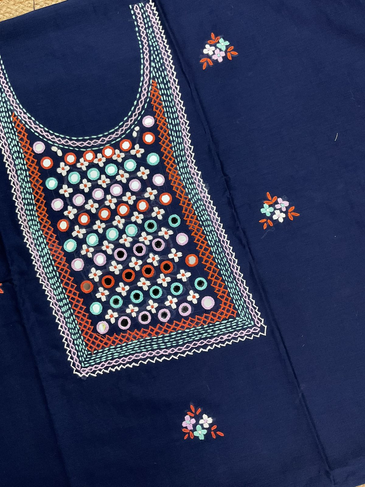 Pure Chanderi Embroidered Suit - Blue