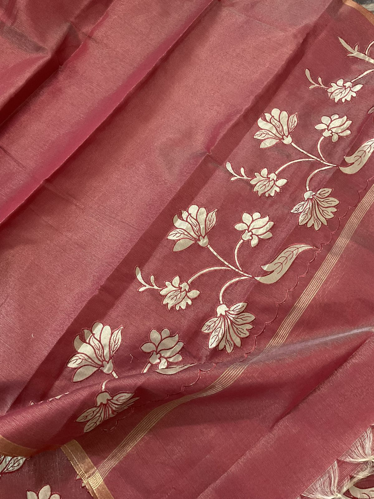 Soft Tissue Chanderi Embroidered Suit - Maroon