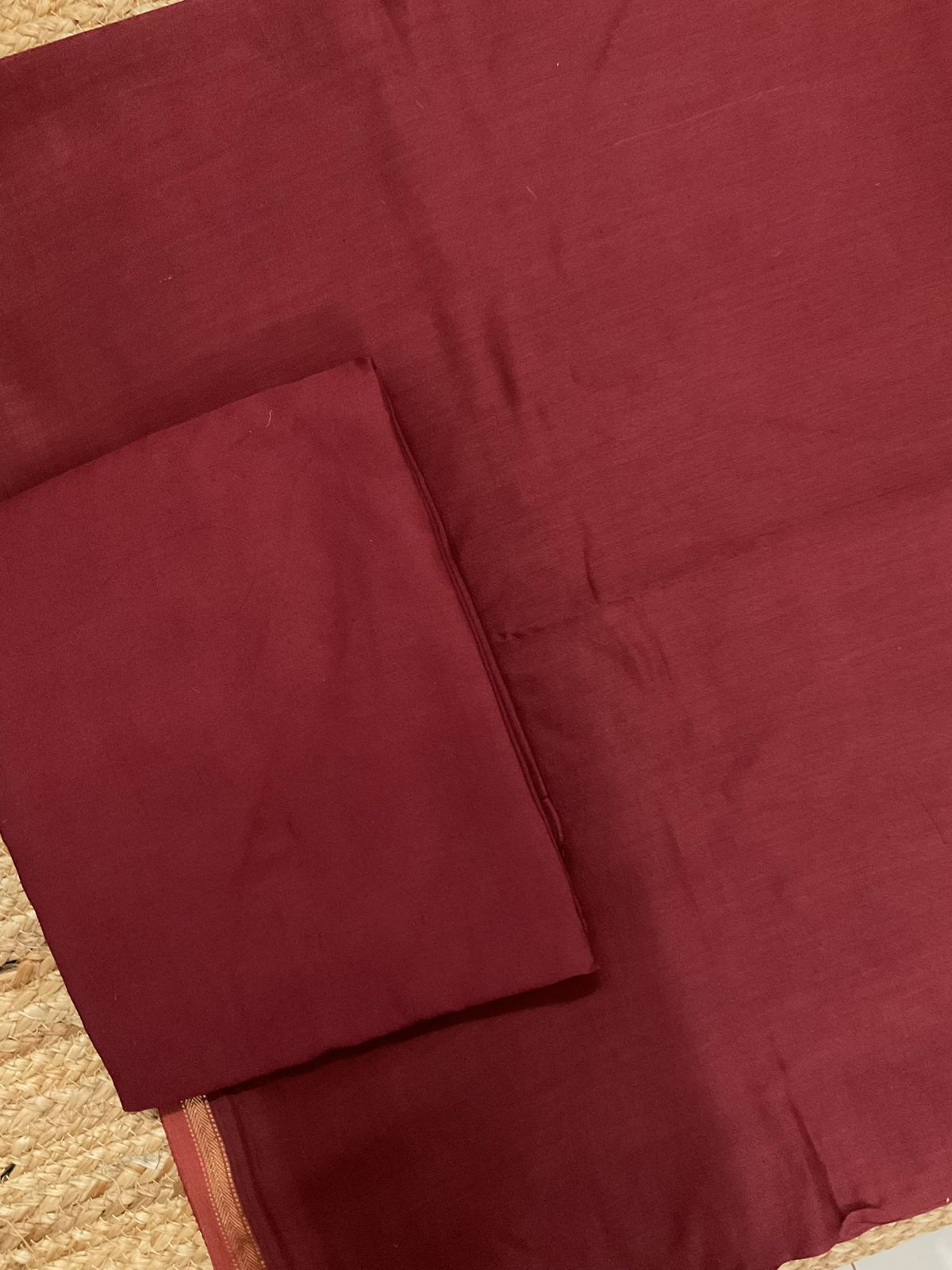 Pure Maheshwari Silk Printed Suit - Maroon