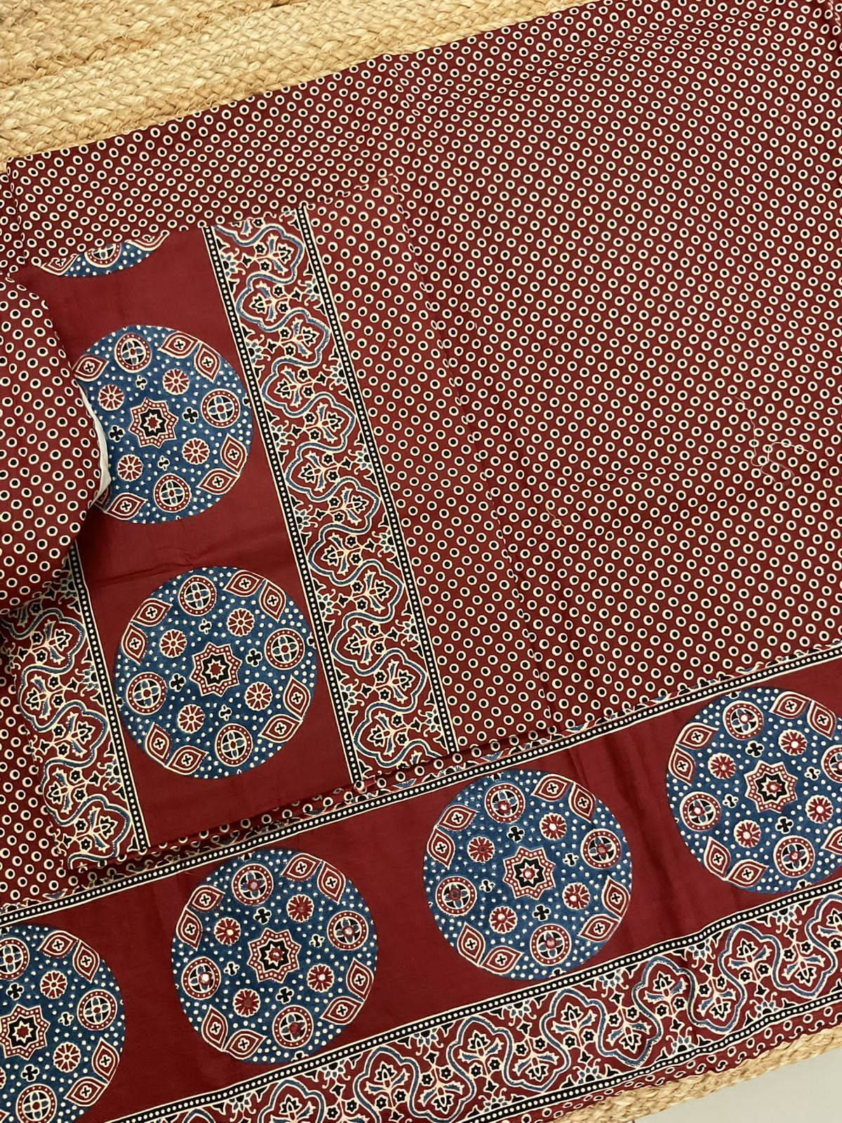 Pure Cotton Printed Embroidered Suit - Maroon