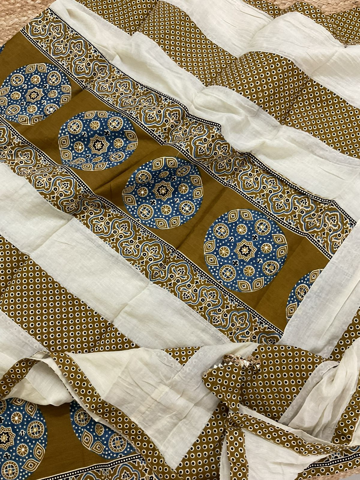 Pure Cotton Printed Embroidered Suit - Mustard