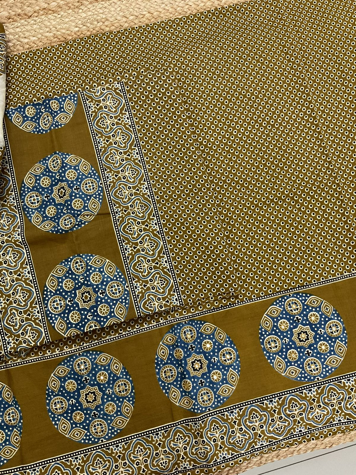 Pure Cotton Printed Embroidered Suit - Mustard