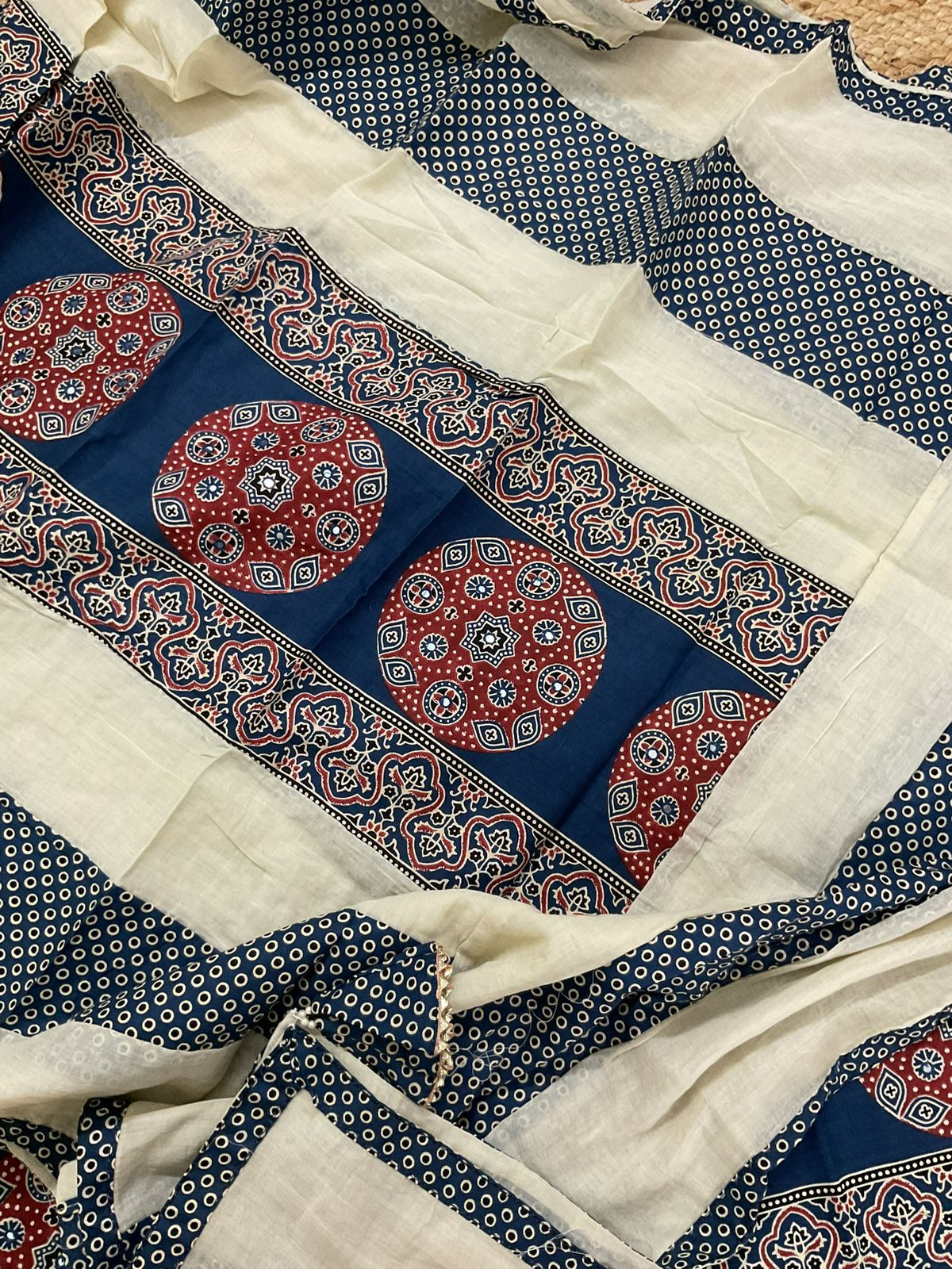 Pure Cotton Printed Embroidered Suit - BLUE