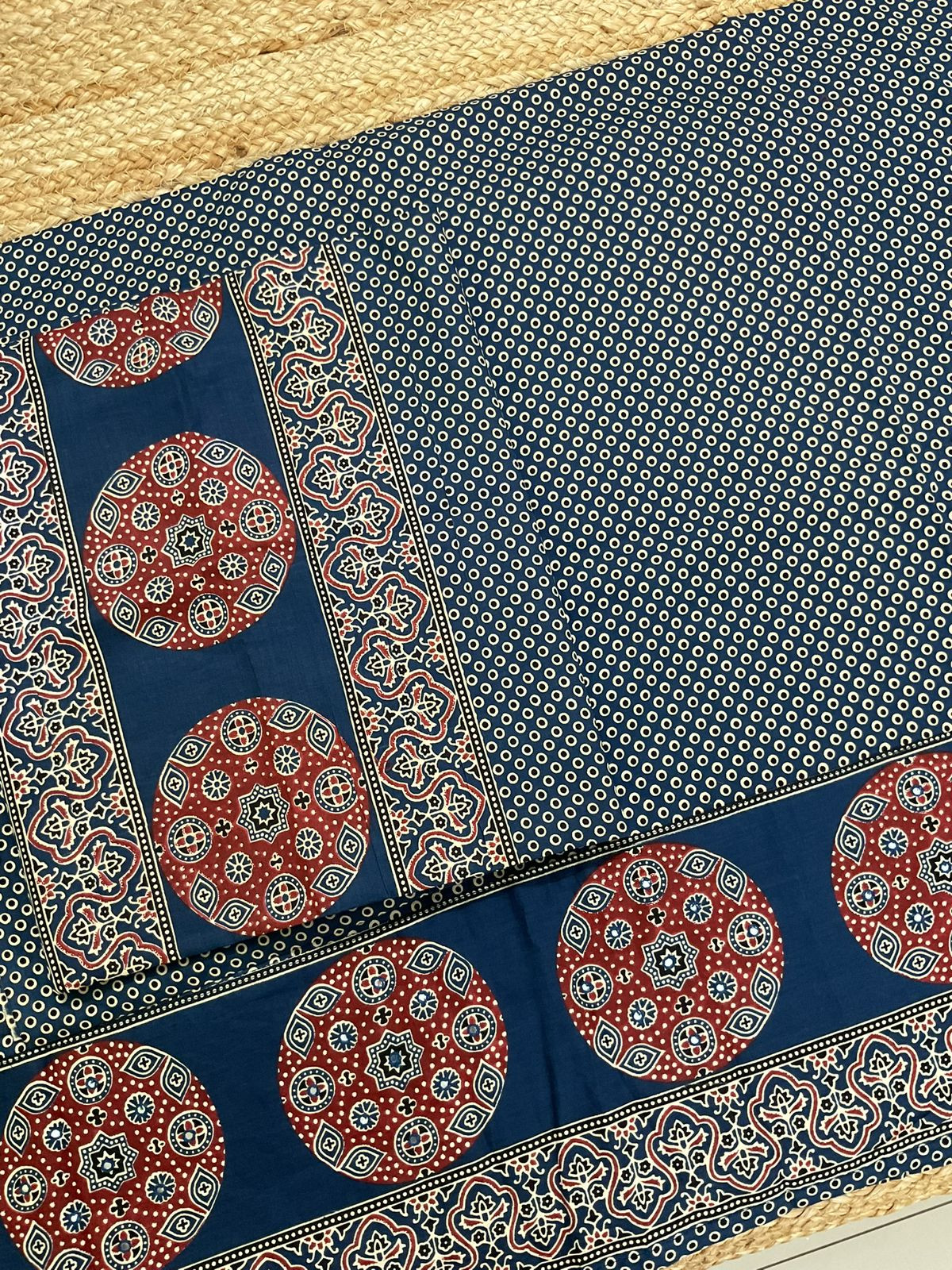 Pure Cotton Printed Embroidered Suit - BLUE