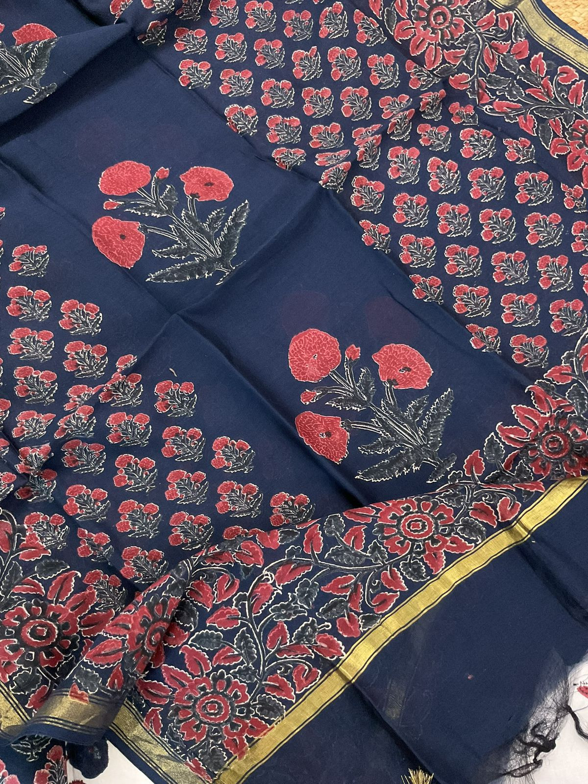Pure Cotton Printed Embroidered Suit - White