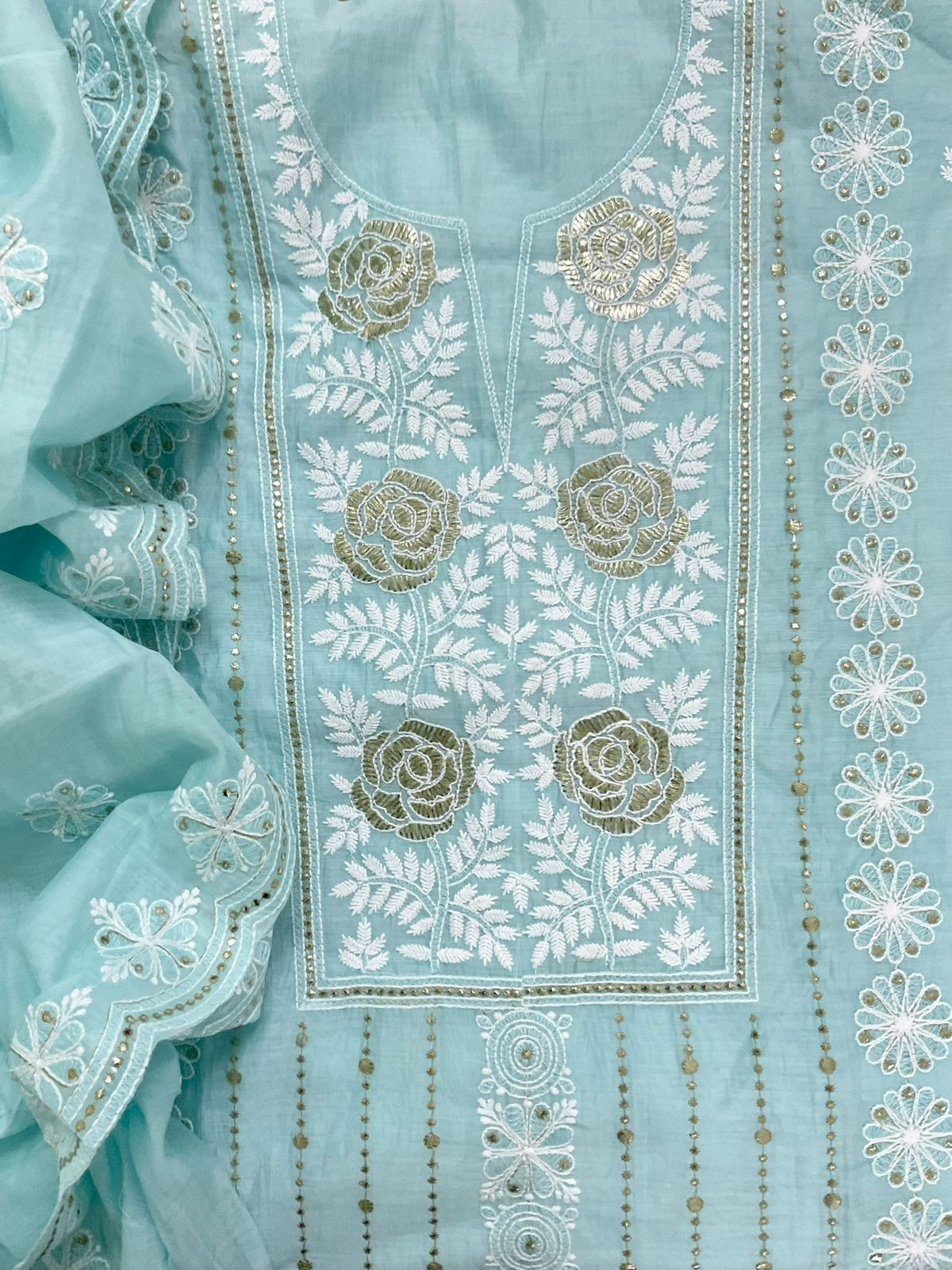 Soft Chanderi Embroidered Suit - Blue