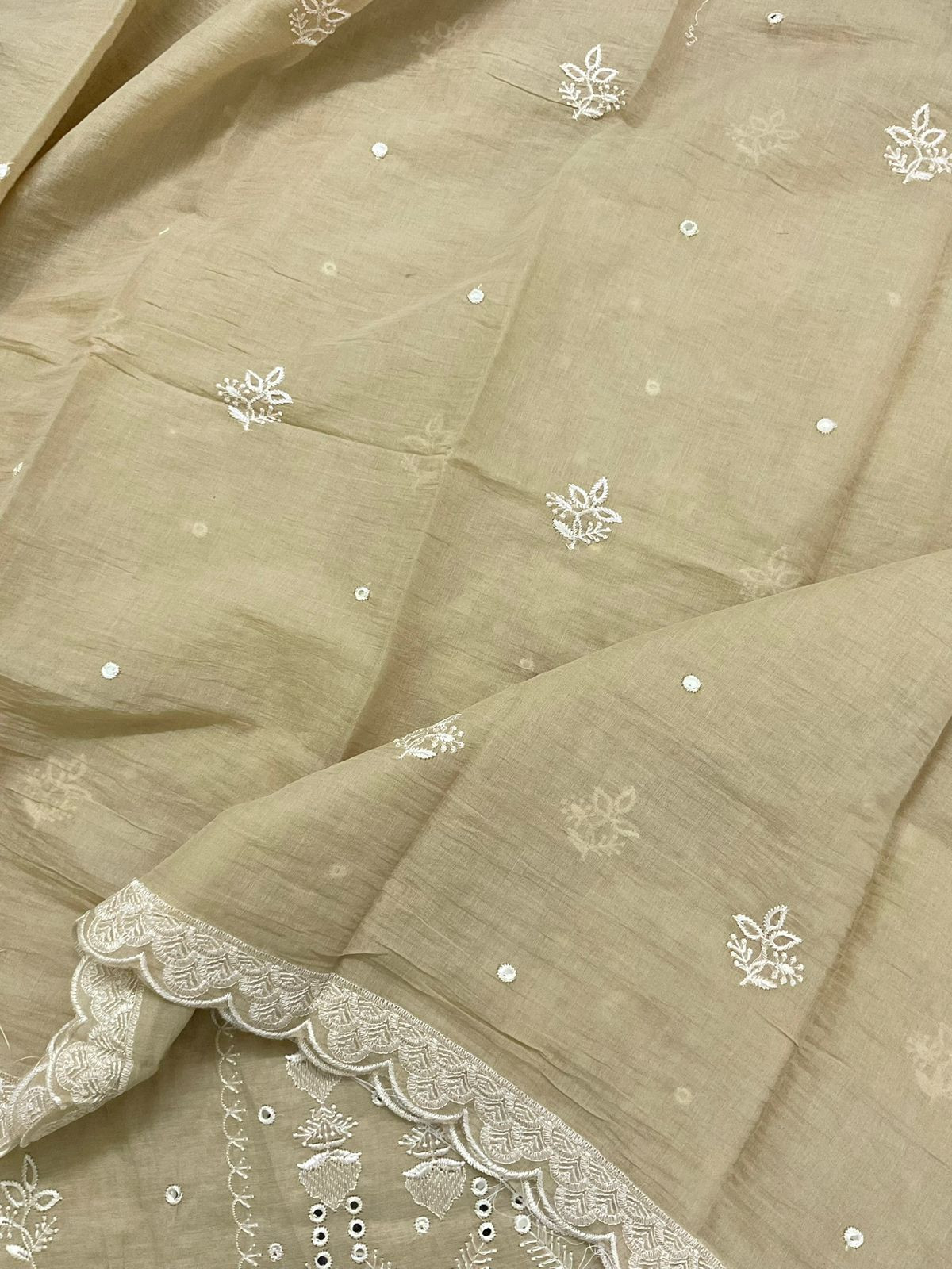 Soft Chanderi Embroidered Suit - Mustard