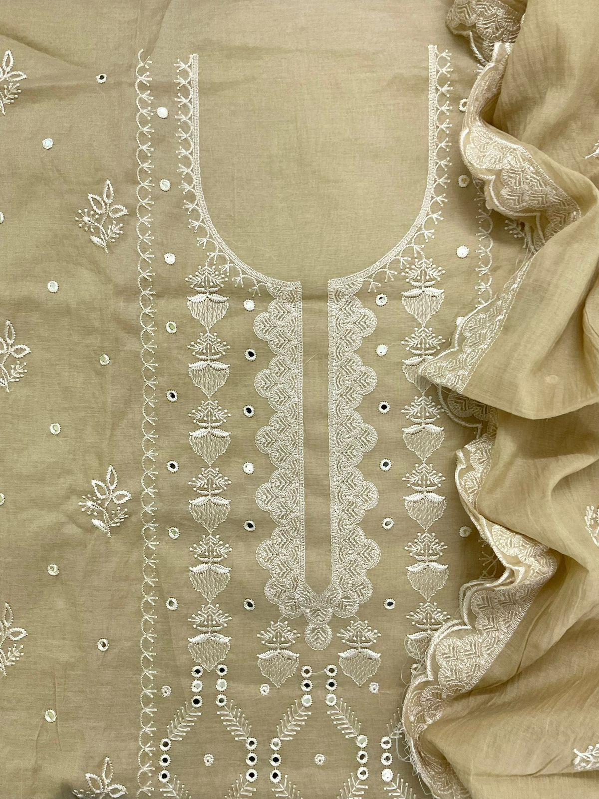 Soft Chanderi Embroidered Suit - Mustard