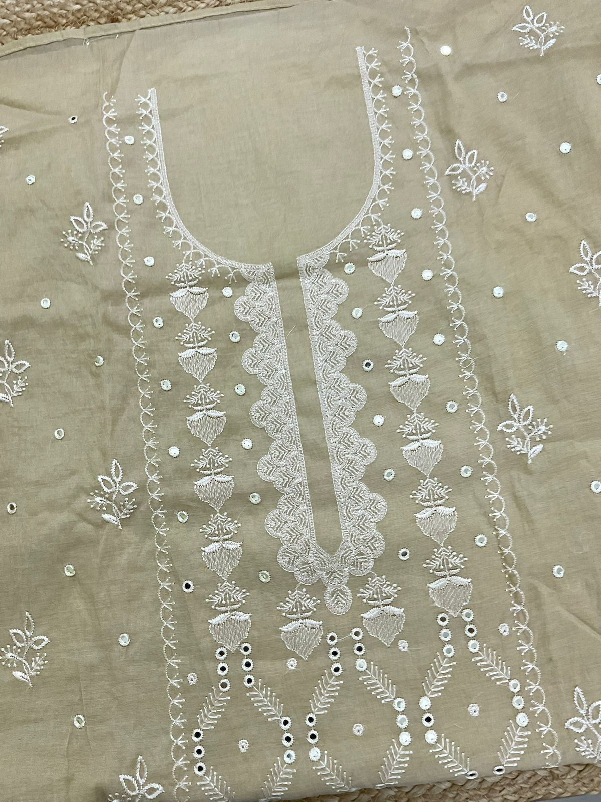 Soft Chanderi Embroidered Suit - Mustard