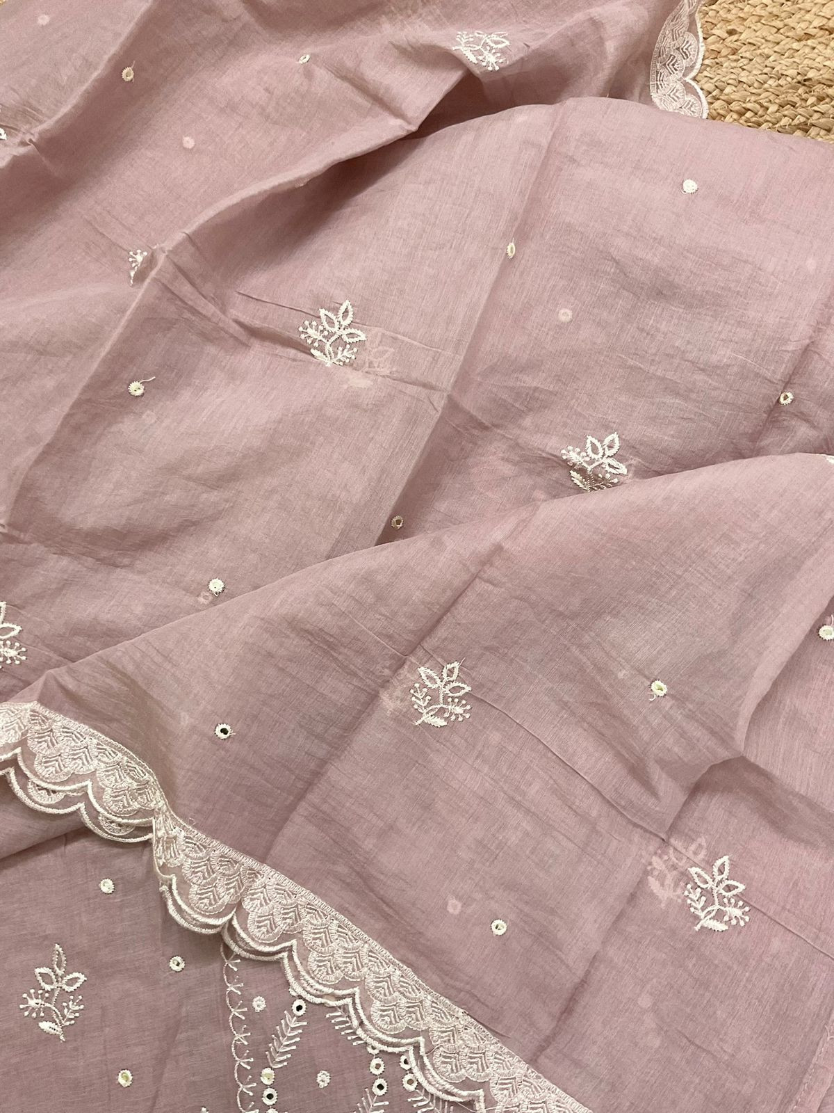Soft Chanderi Embroidered Suit - Lilac