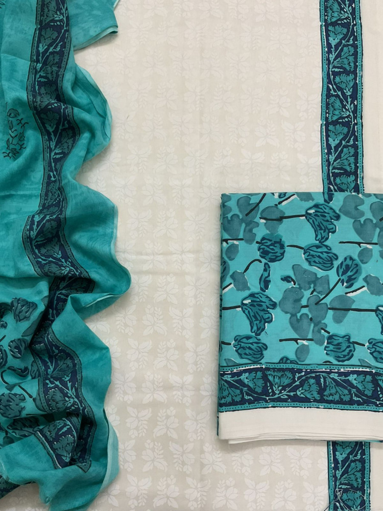 Image of Pure Cotton Printed Suit - Off White