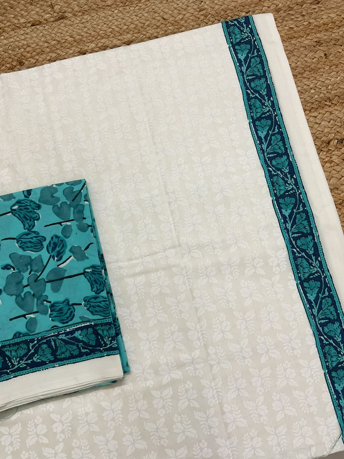 Pure Cotton Printed Suit - Off White