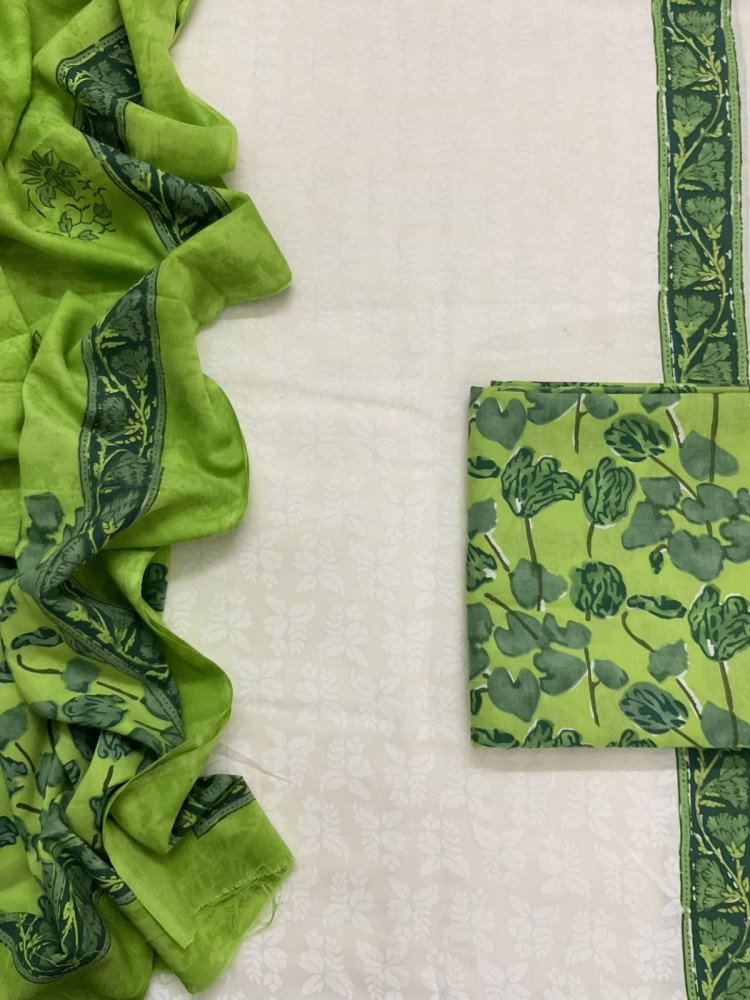 Image of Pure Cotton Printed Suit - Off White