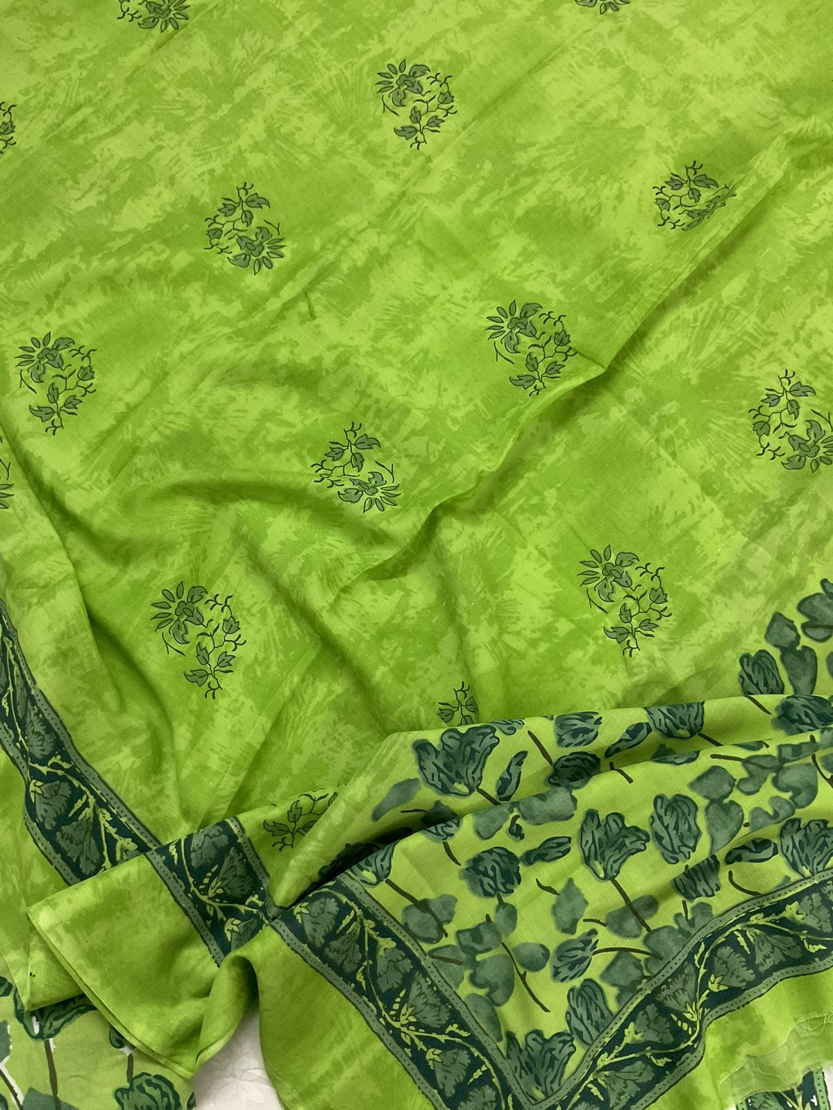 Pure Cotton Printed Suit - Off White