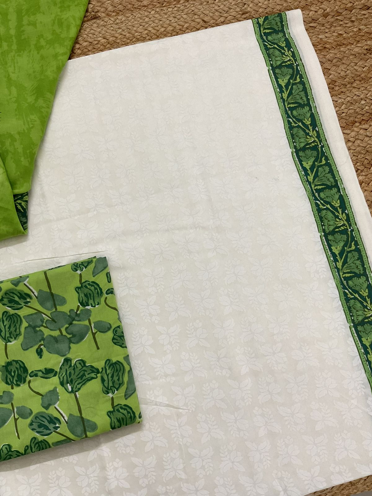 Pure Cotton Printed Suit - Off White