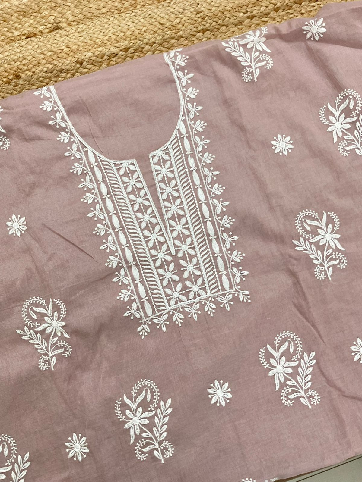 Soft Chanderi Embroidered Suit - Onion Pink